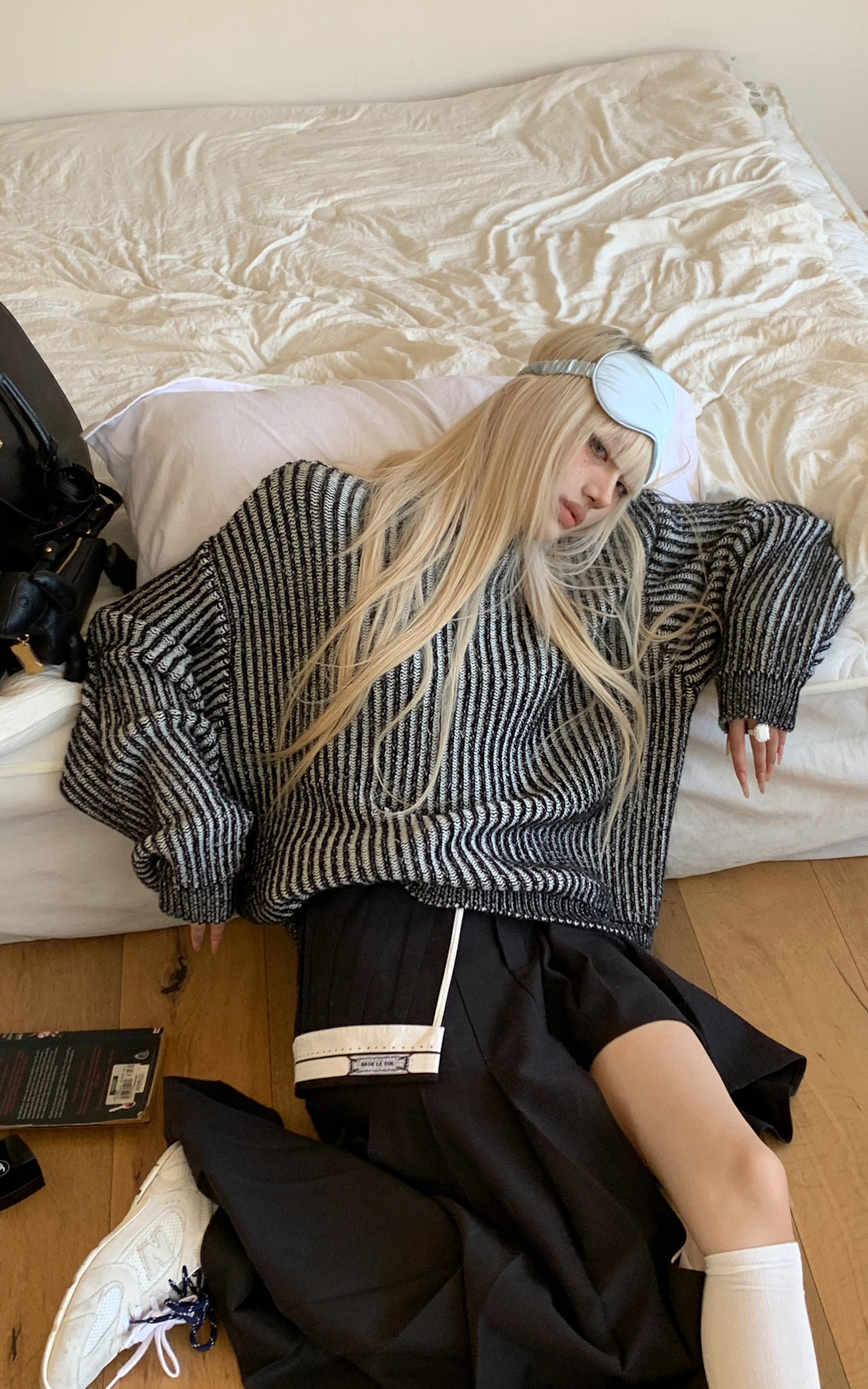 Rase le sol Oversized Striped Knit Sweater - PINKPARKS