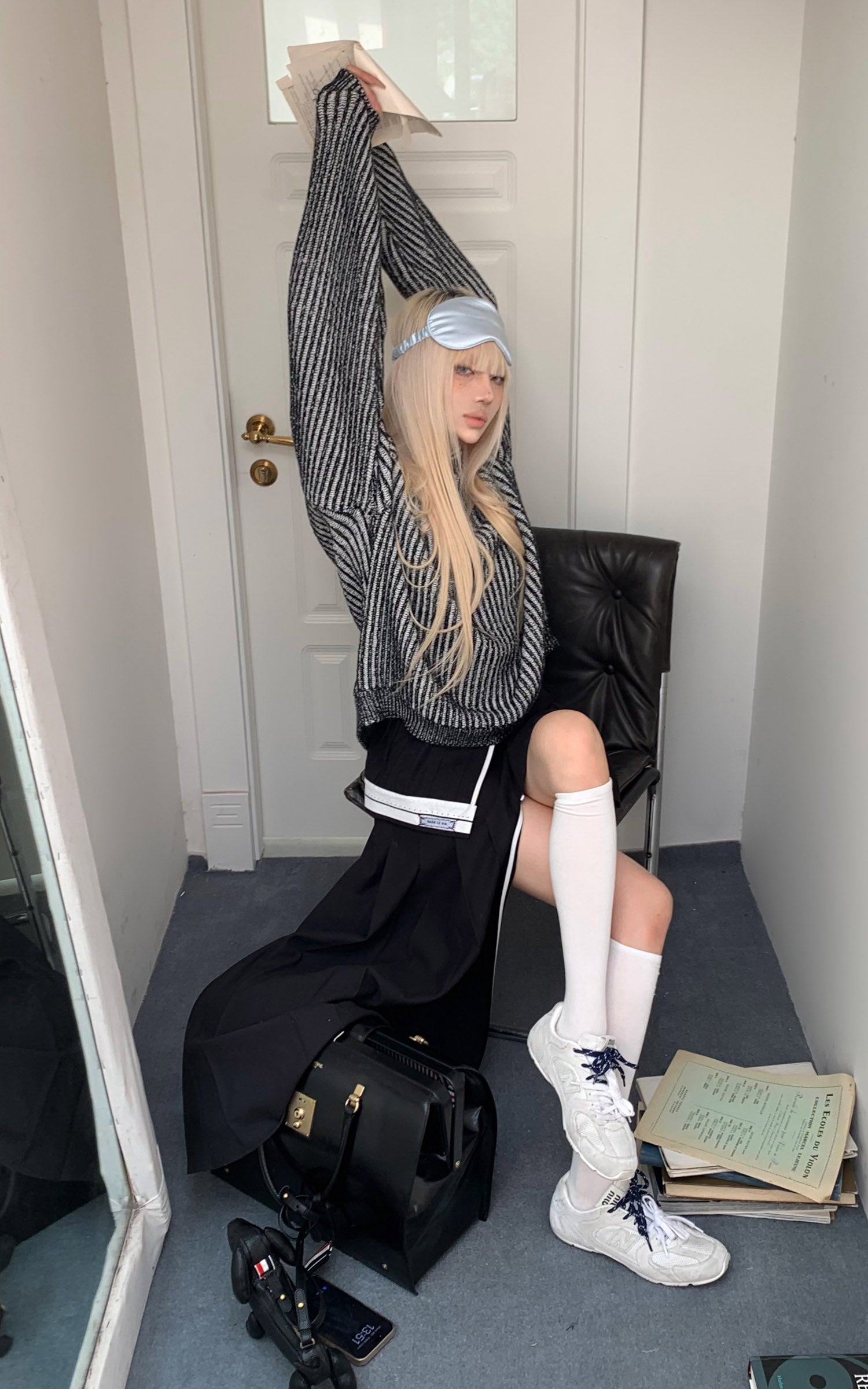 Rase le sol Oversized Striped Knit Sweater - PINKPARKS