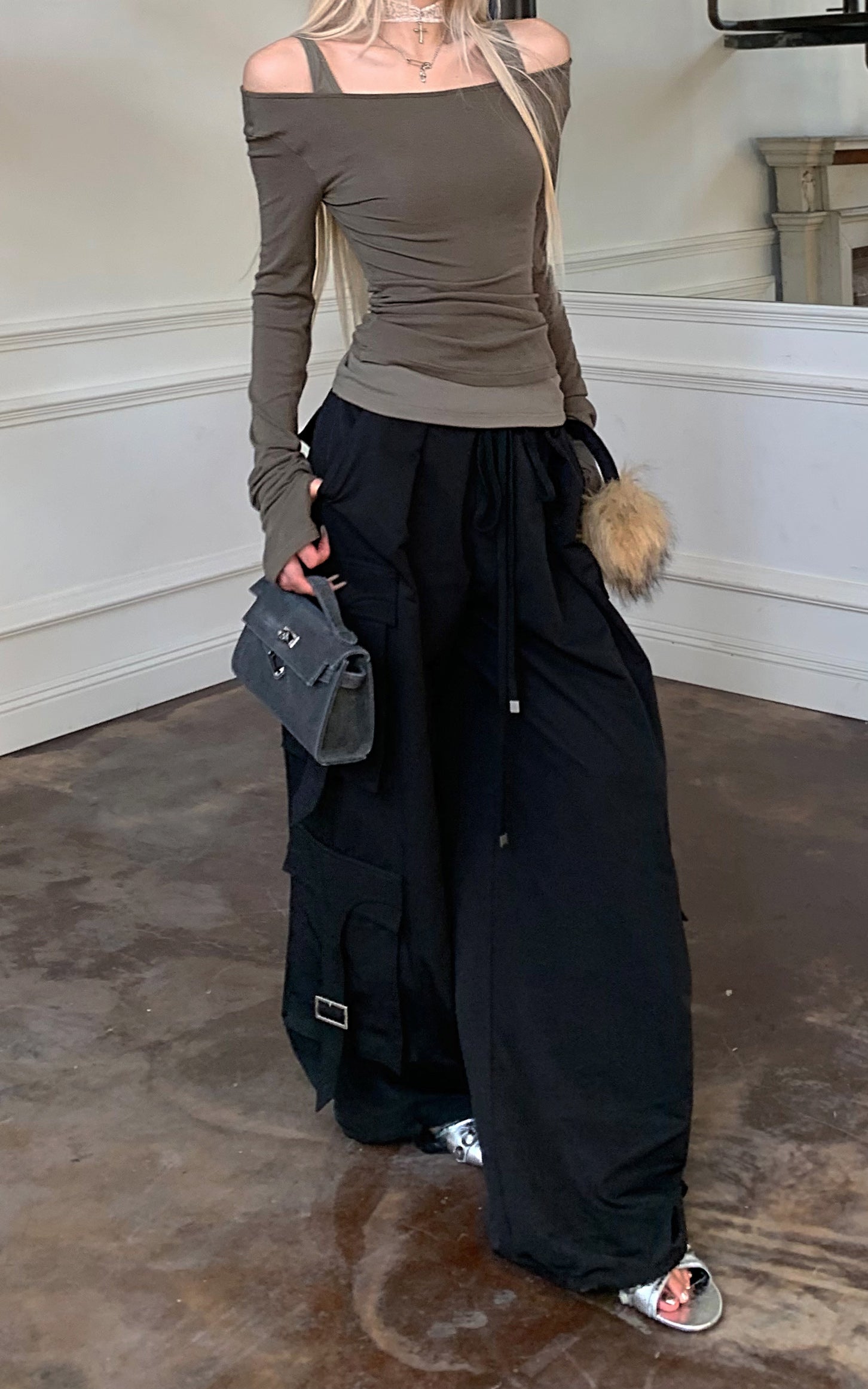 Rase le sol Off-Shoulder Two-Piece Top - PINKPARKS