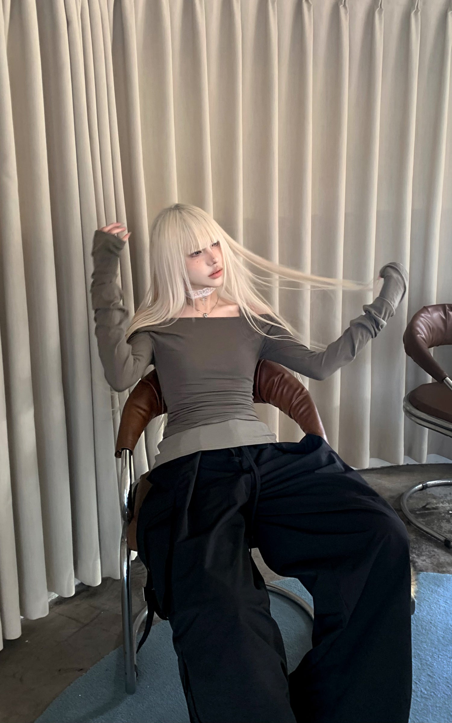 Rase le sol Off-Shoulder Two-Piece Top - PINKPARKS