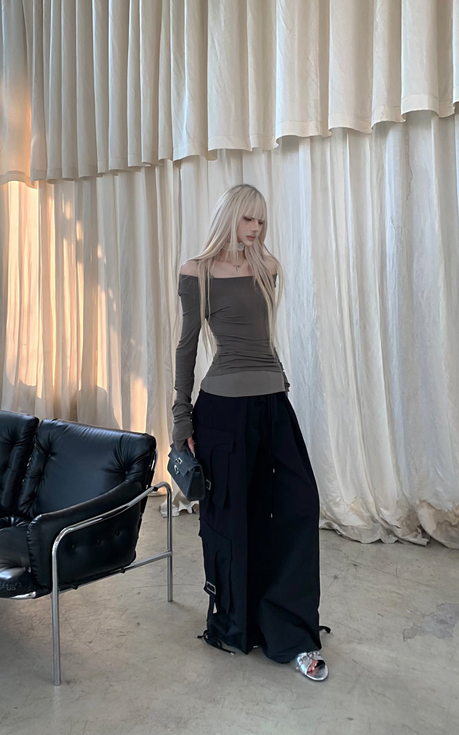 Rase le sol Off-Shoulder Two-Piece Top - PINKPARKS