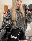 Rase le sol Oversized Striped Knit Sweater - PINKPARKS