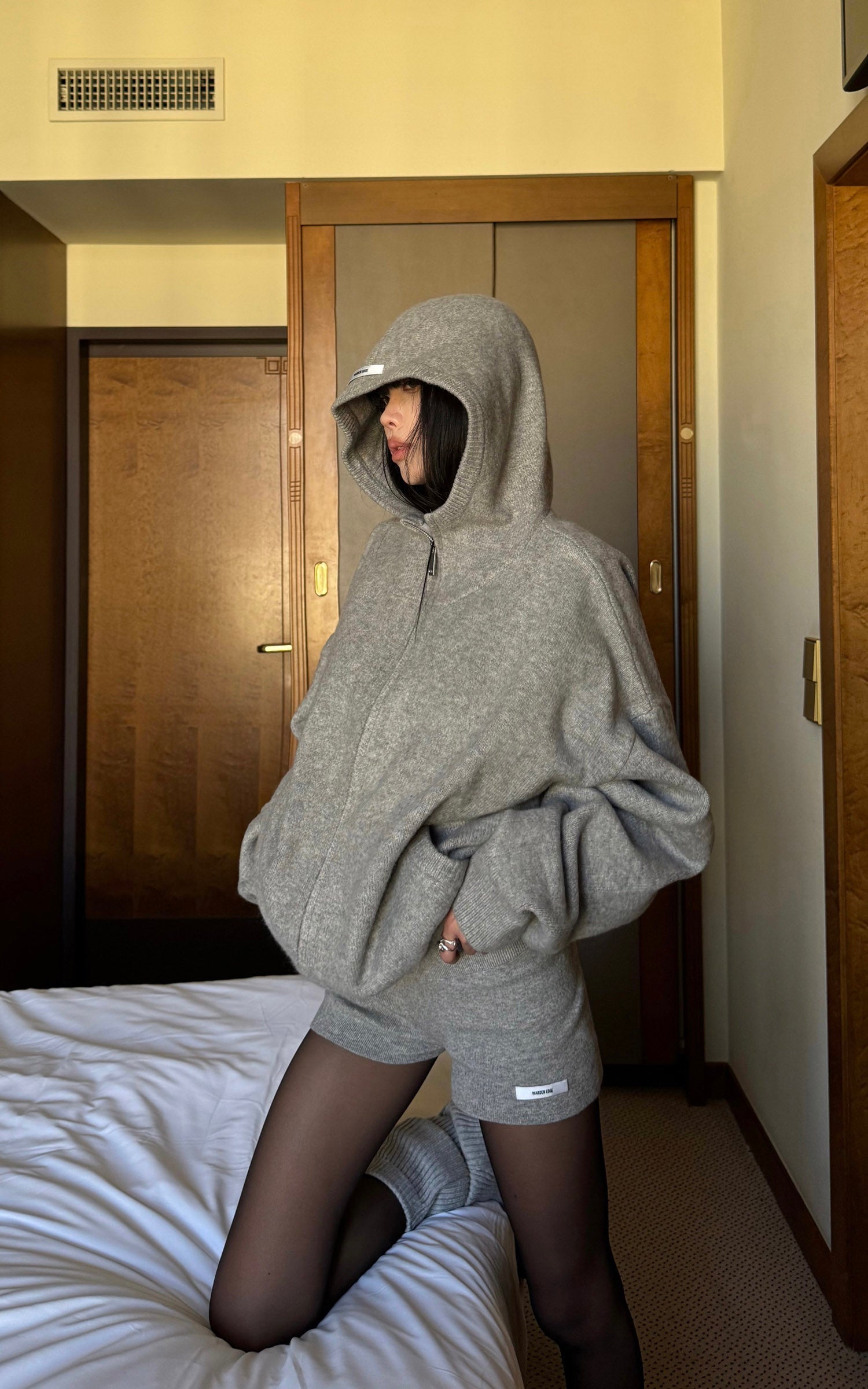 WARDEN EDGE Oversized Hoodie & Shorts Set - Streetwear-Inspired Design - PINKPARKS