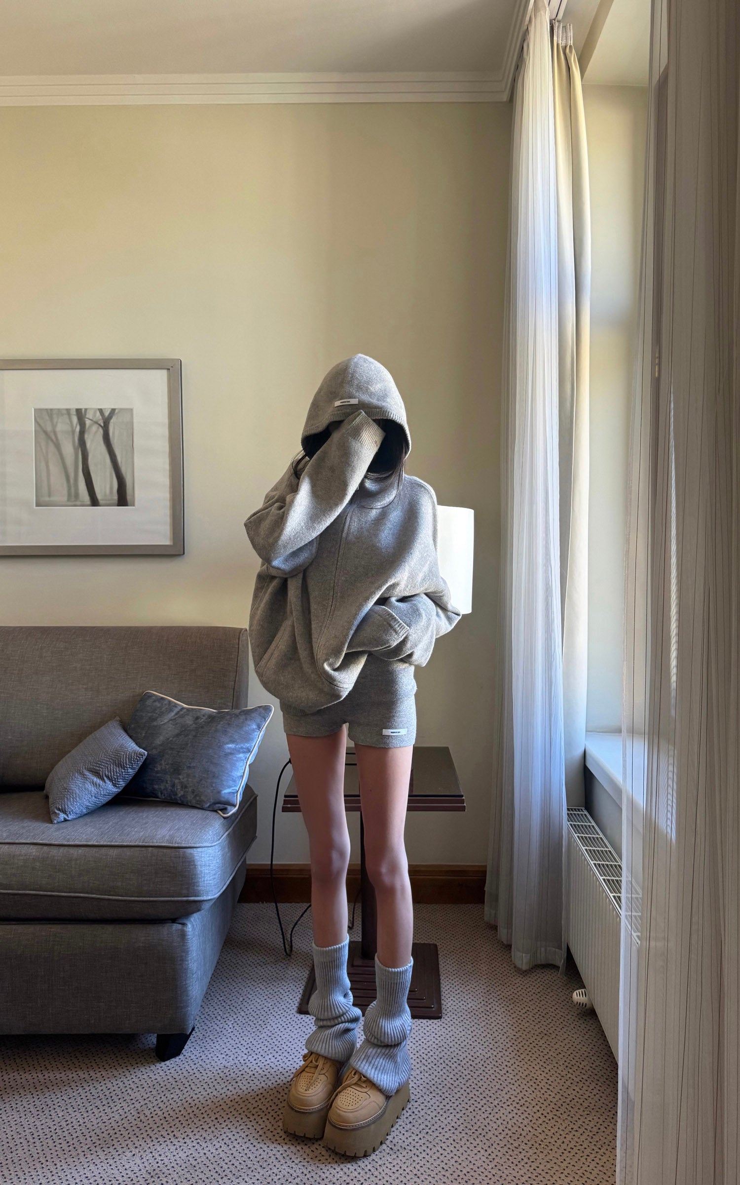 WARDEN EDGE Oversized Hoodie &amp; Shorts Set - Streetwear-Inspired Design - PINKPARKS