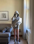 WARDEN EDGE Oversized Hoodie & Shorts Set - Streetwear-Inspired Design - PINKPARKS