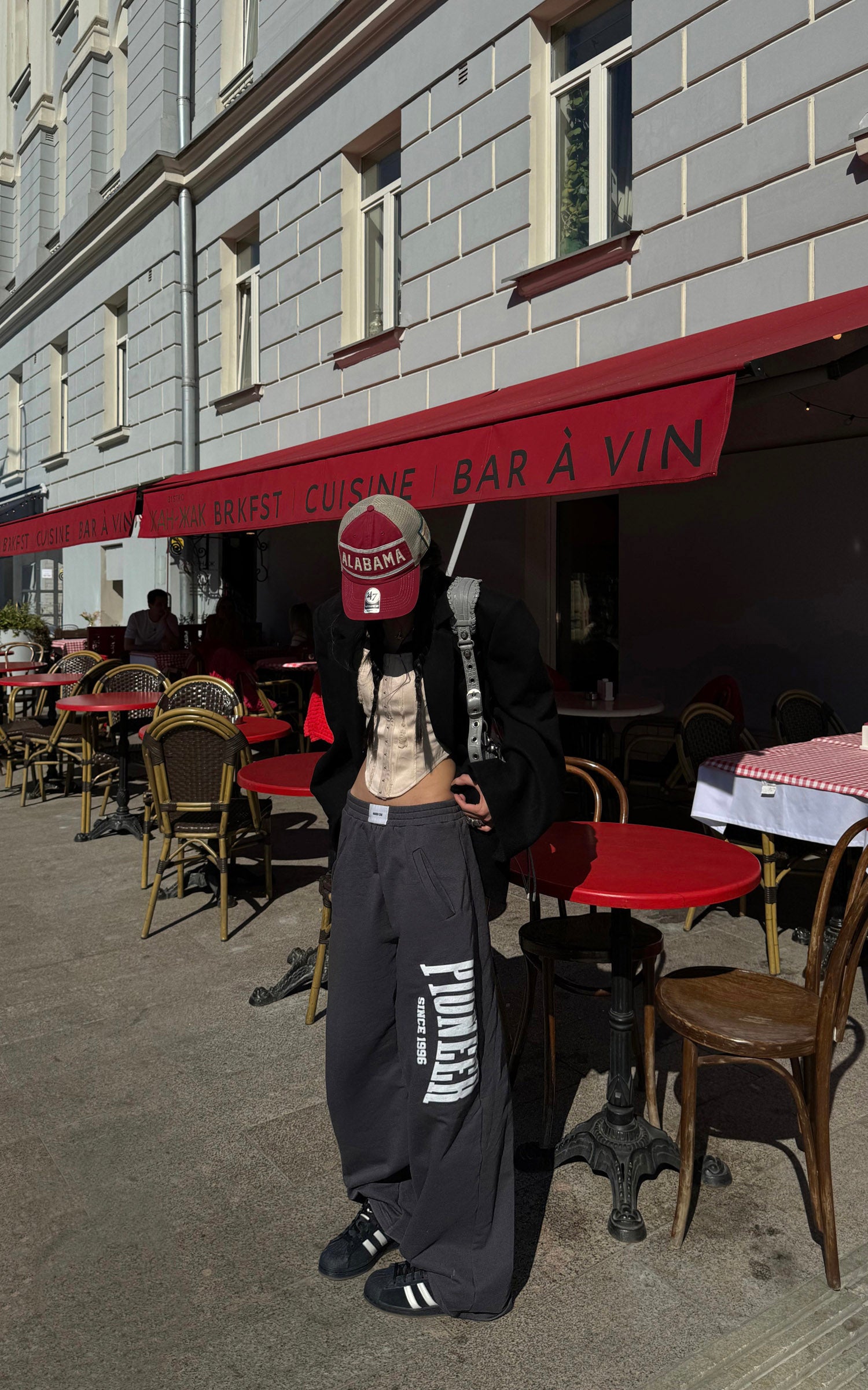 WARDEN EDGE Retro Letter Print Baggy Sweatpants - PINKPARKS