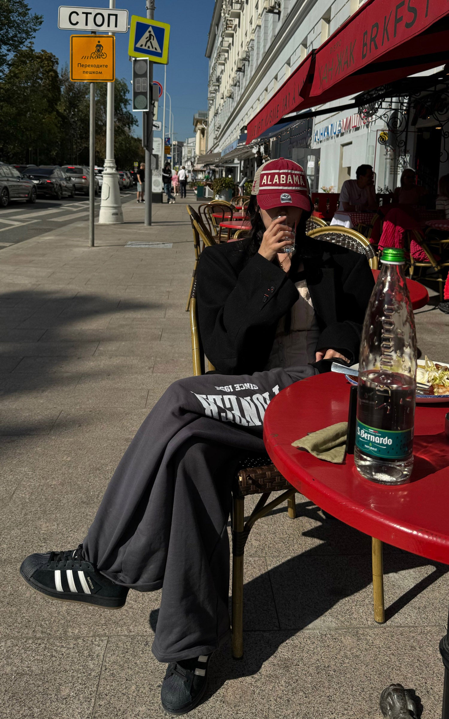 WARDEN EDGE Retro Letter Print Baggy Sweatpants - PINKPARKS