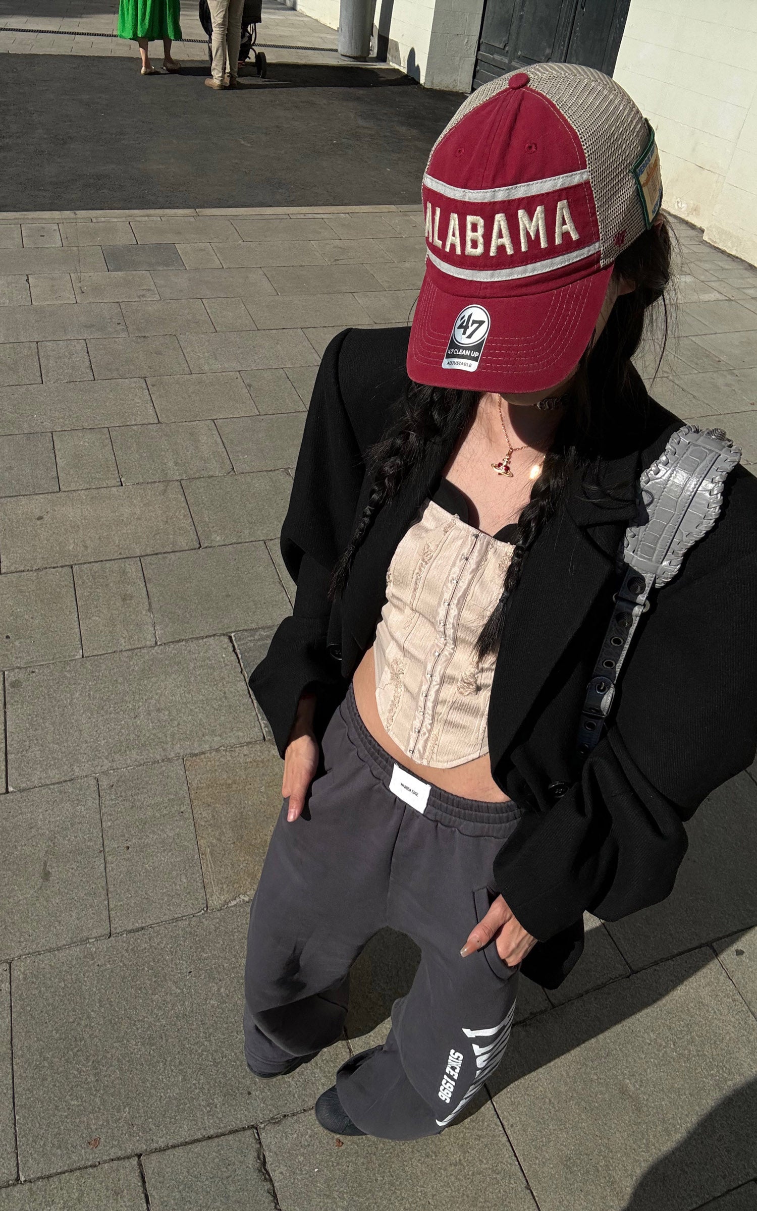 WARDEN EDGE Retro Letter Print Baggy Sweatpants - PINKPARKS