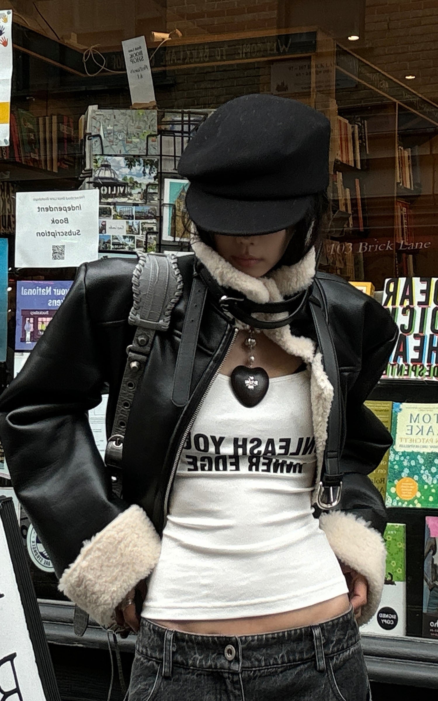 WARDEN EDGE フェイクシアリングレザージャケット