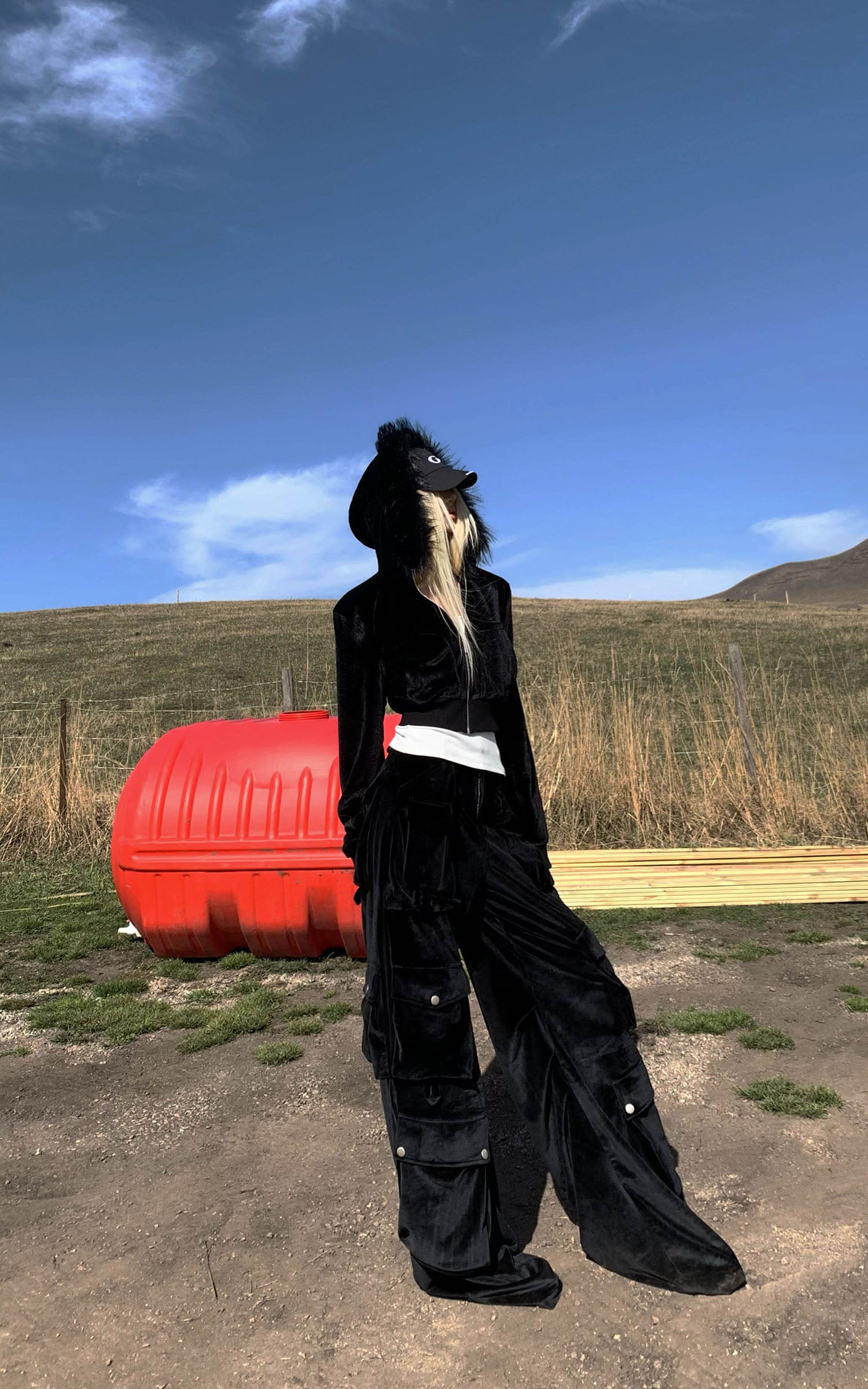 Rase le sol Velvet Jacket and Cargo Pants Set - PINKPARKS