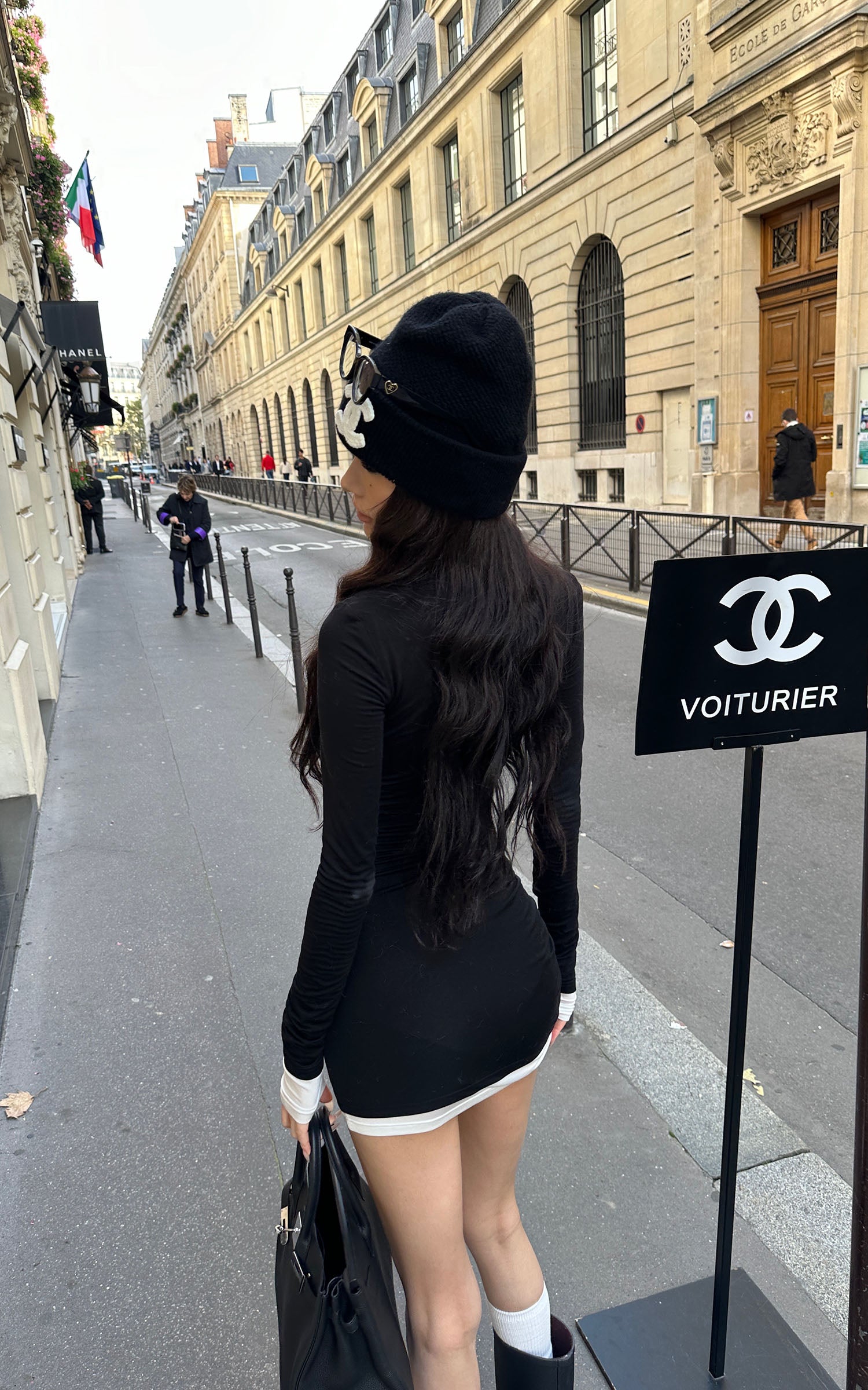 0122stepll コントラストヘムニットミニスカート