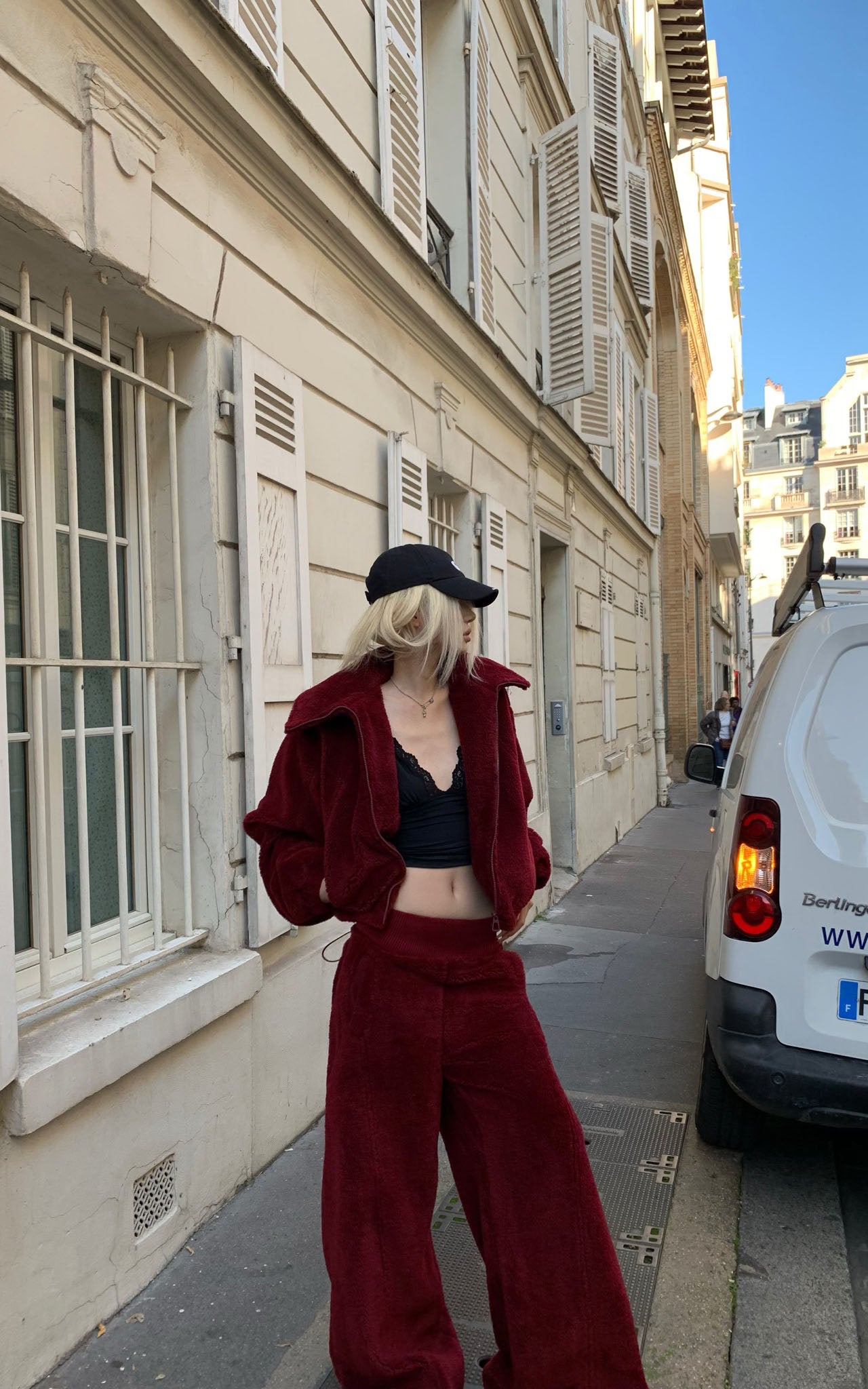Rase le sol Oversized Red Fleece Lounge Set - PINKPARKS