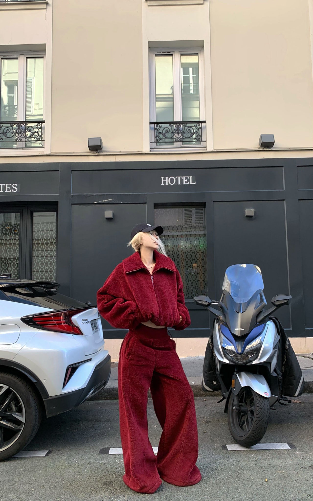 Rase le sol Oversized Red Fleece Lounge Set - PINKPARKS