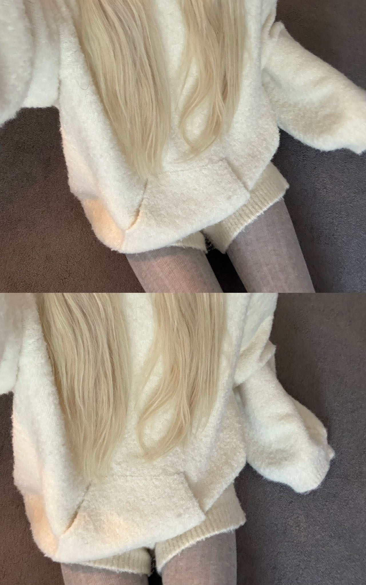 Rase le sol Oversized Fuzzy Hoodie Set - PINKPARKS