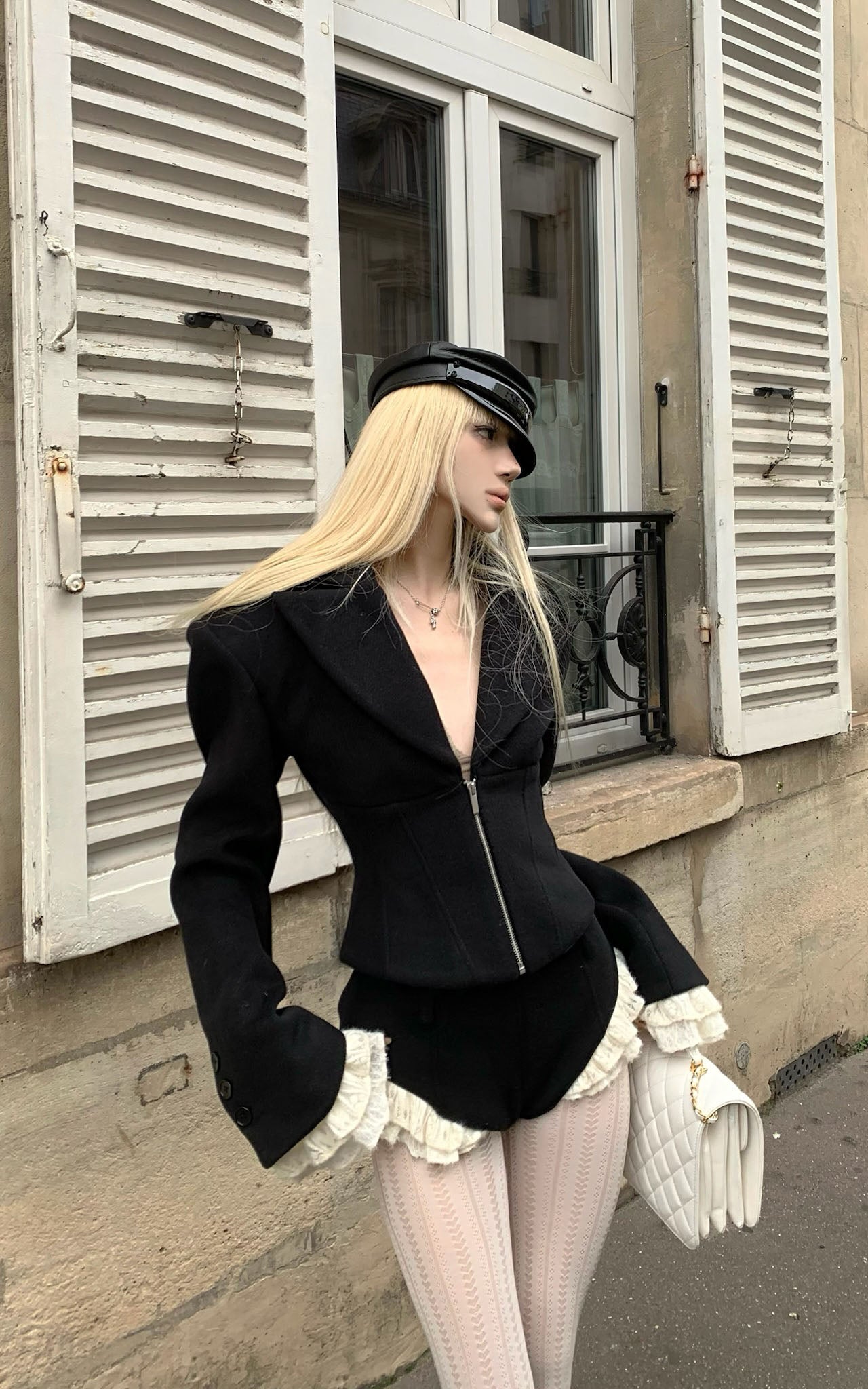 Rase le sol Waist-Tied Wool Blazer &amp; Shorts Set - PINKPARKS