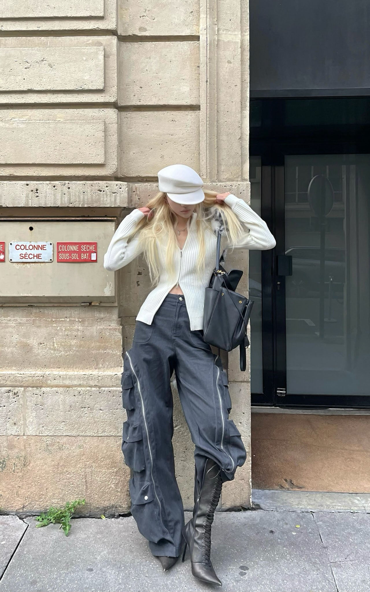 Rase le sol Utility Pocket Wide-Leg Cargo Pants - PINKPARKS