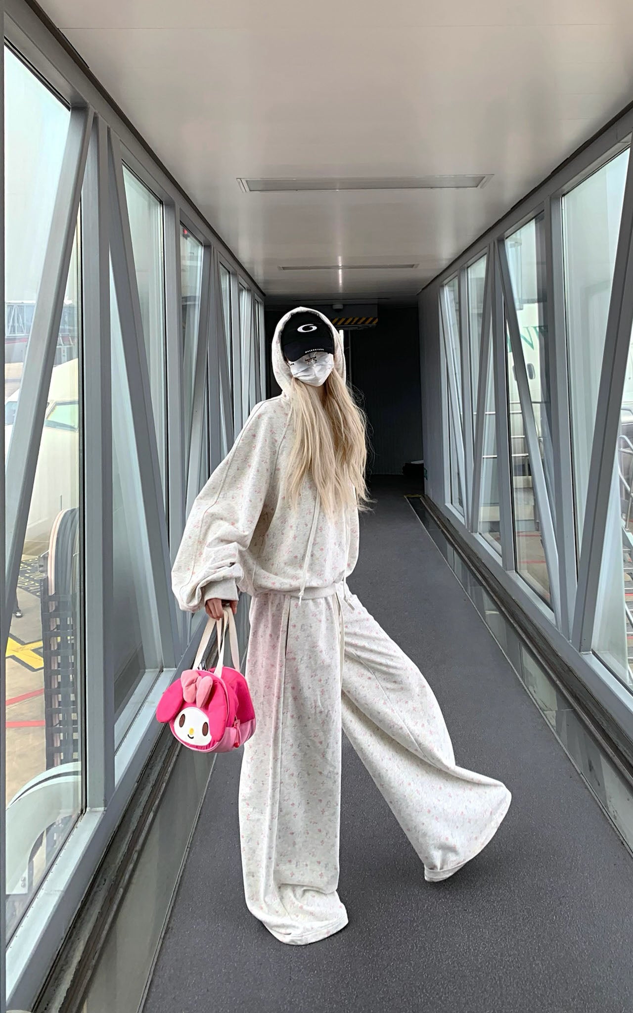 Rase le Sol Hoodie and Wide-Leg Pants Set - PINKPARKS