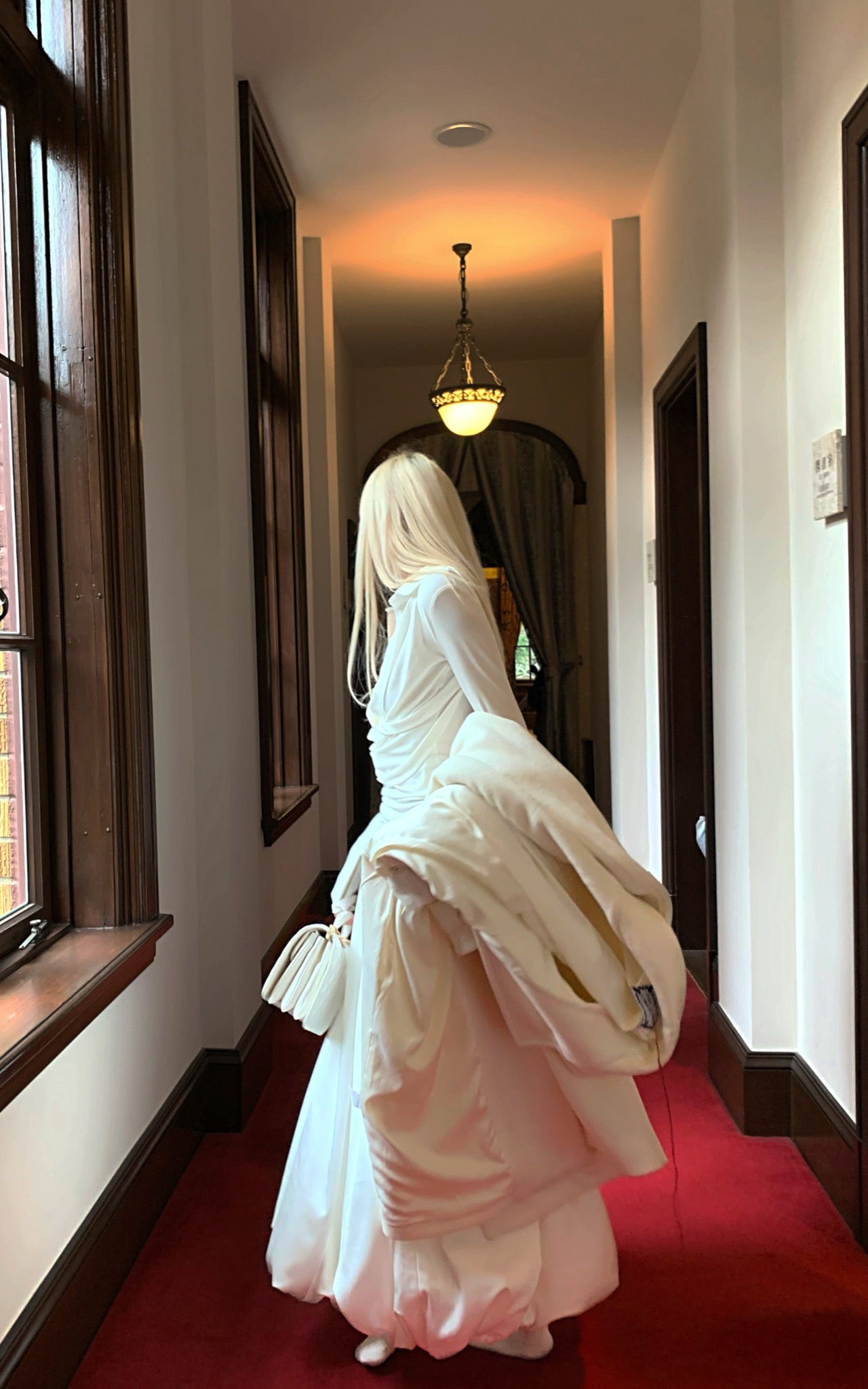 Rase le sol Draped Long-Sleeve Fitted T-Shirt - PINKPARKS