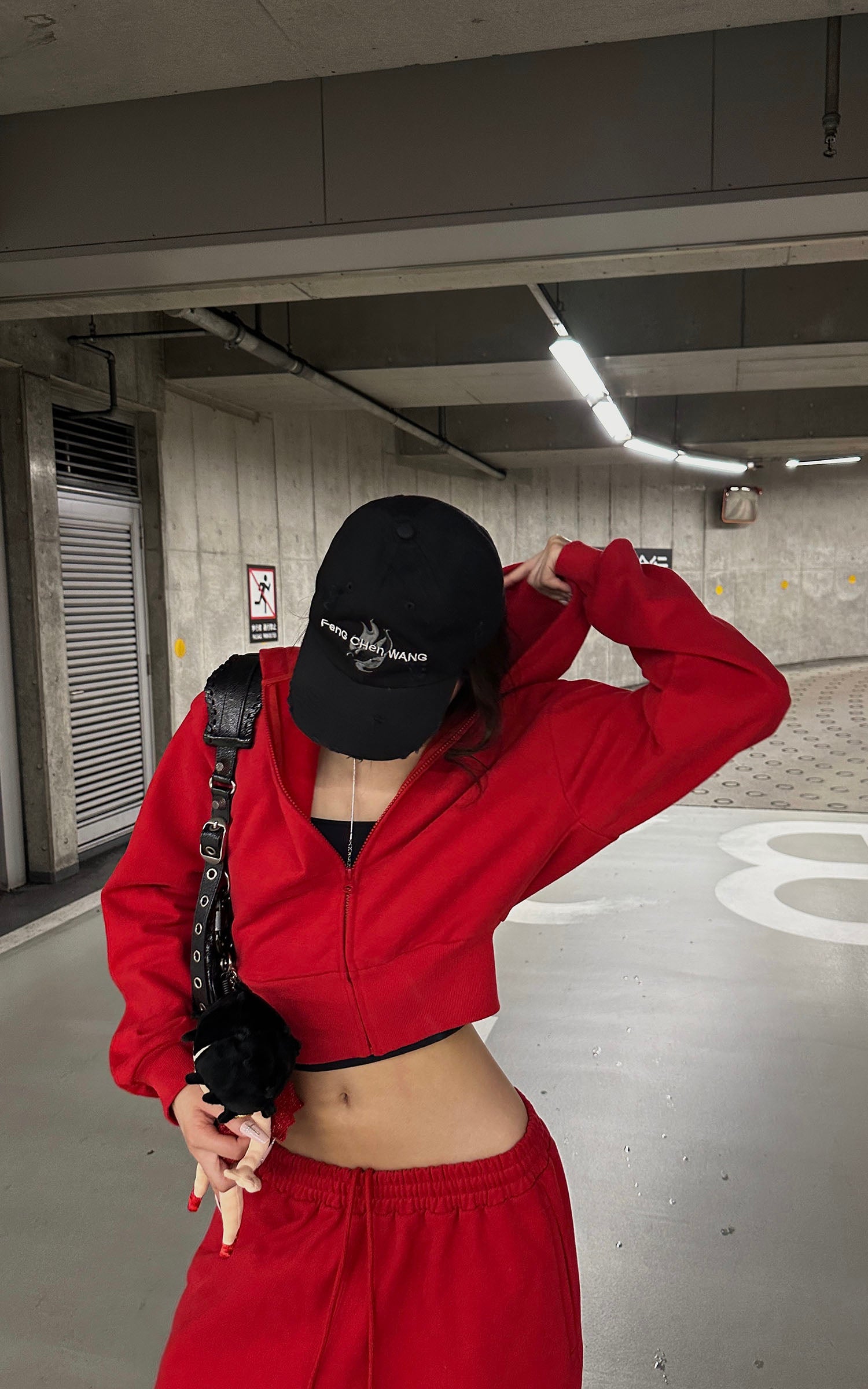 0122stepll Cropped Zip Hoodie &amp; Wide-Leg Sweatpants Set