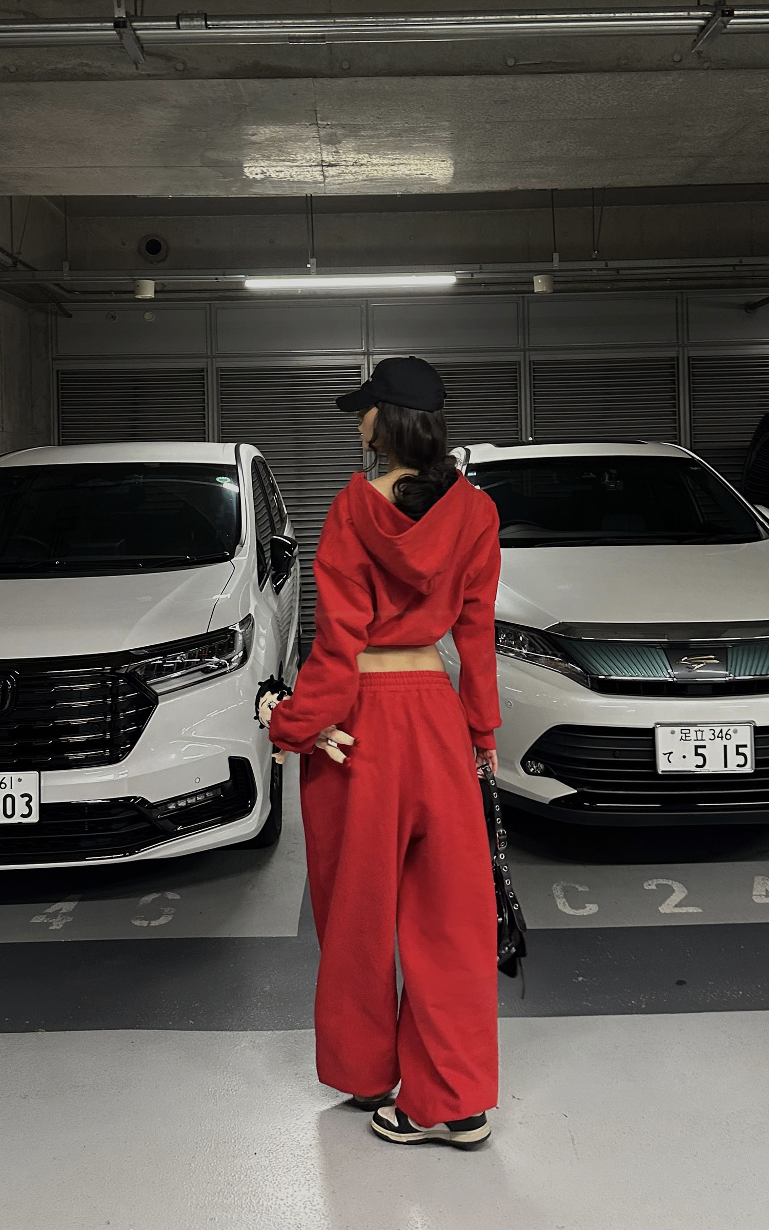 0122stepll Cropped Zip Hoodie &amp; Wide-Leg Sweatpants Set