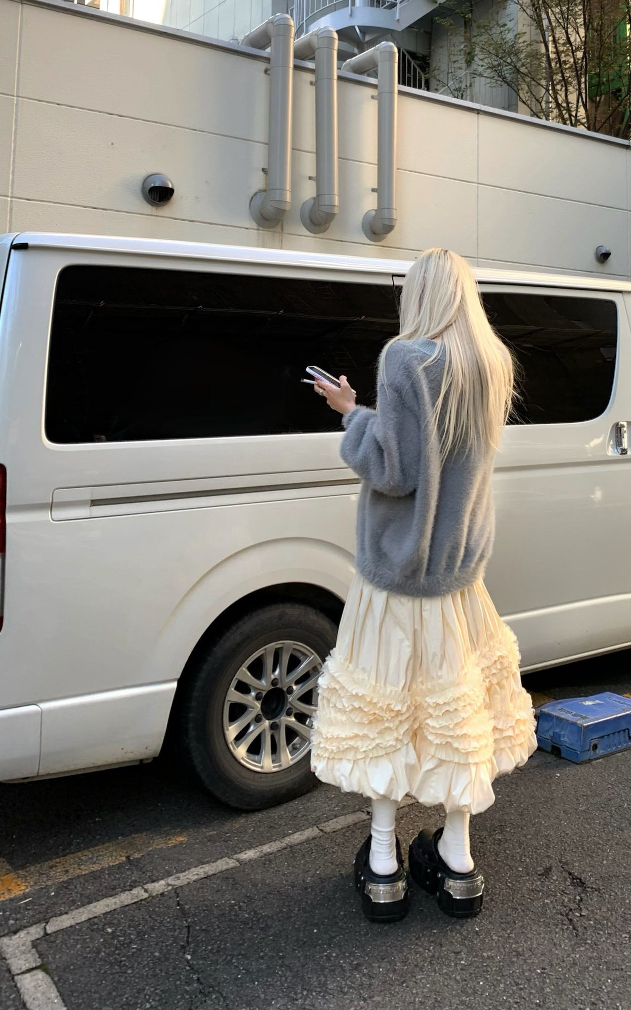 Rase le sol Lace-Tiered Puff Midi Skirt - PINKPARKS