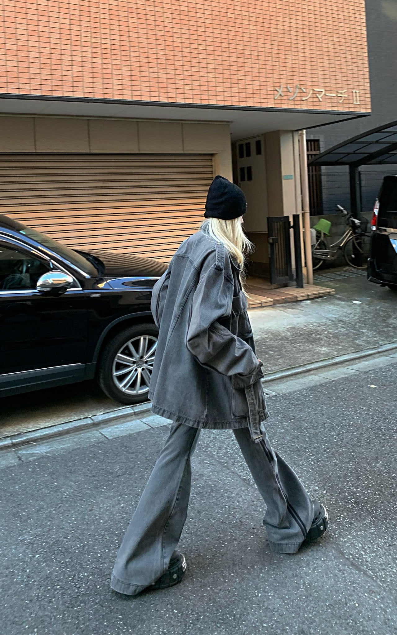 Rase le sol Washed Denim Utility Jacket - PINKPARKS