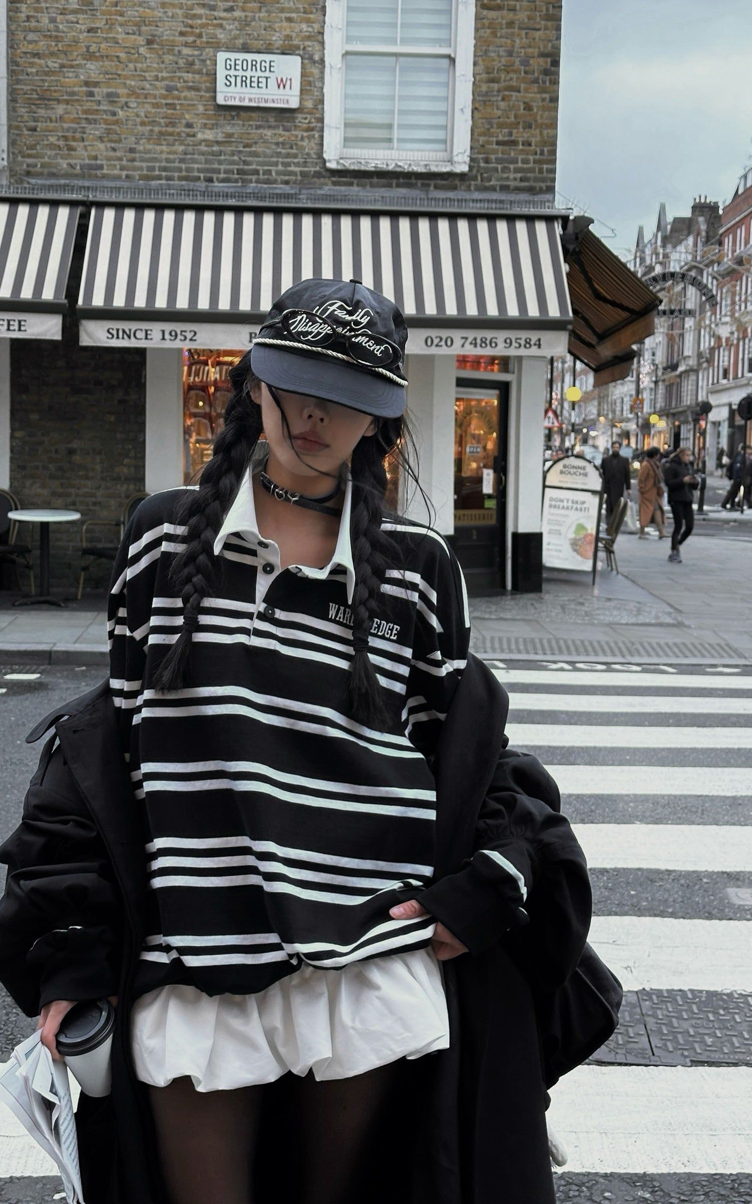 WARDEN EDGE Black Striped Polo Knit T-Shirt - PINKPARKS