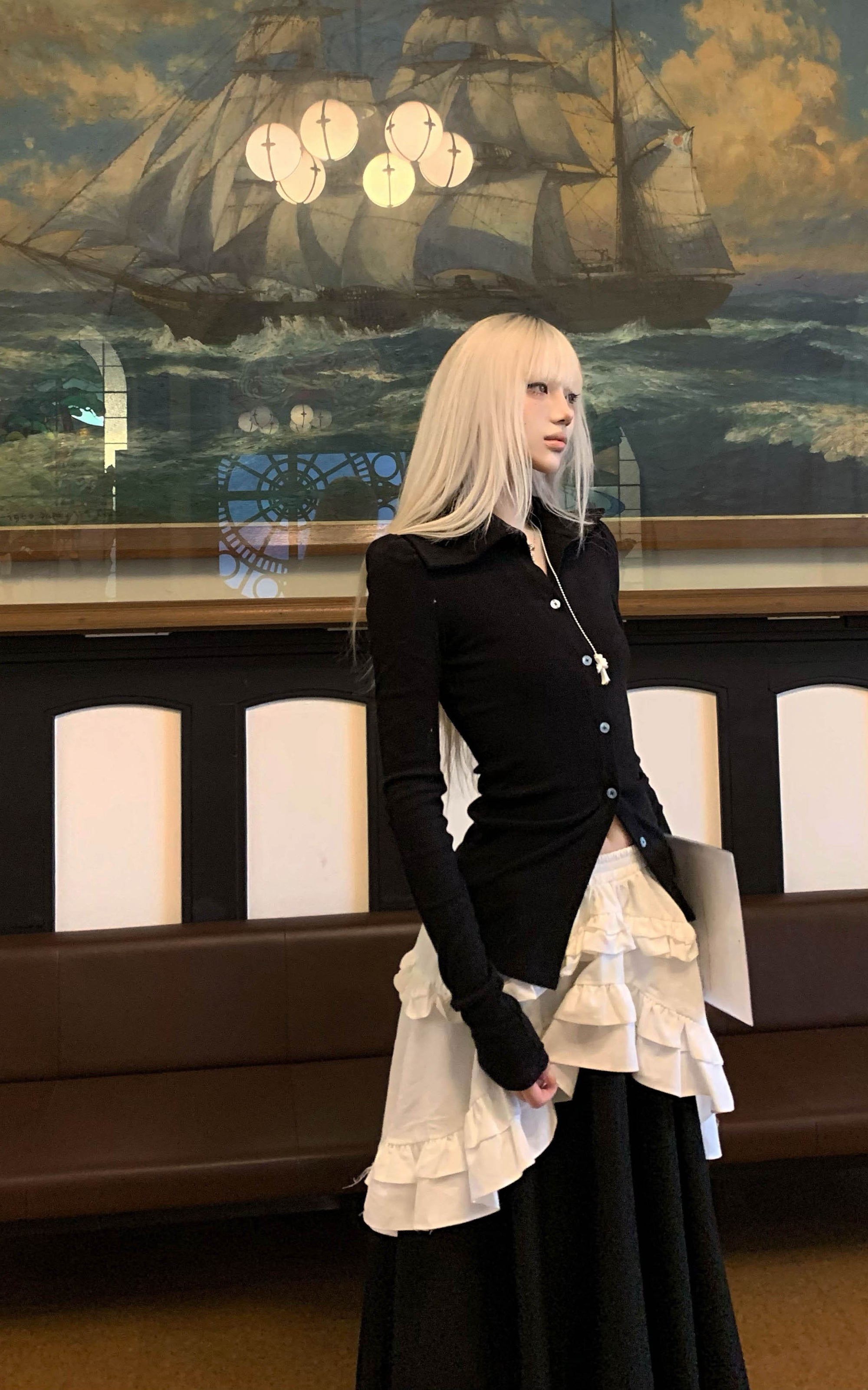 Rase le Sol Fitted Black Knit Cardigan - PINKPARKS