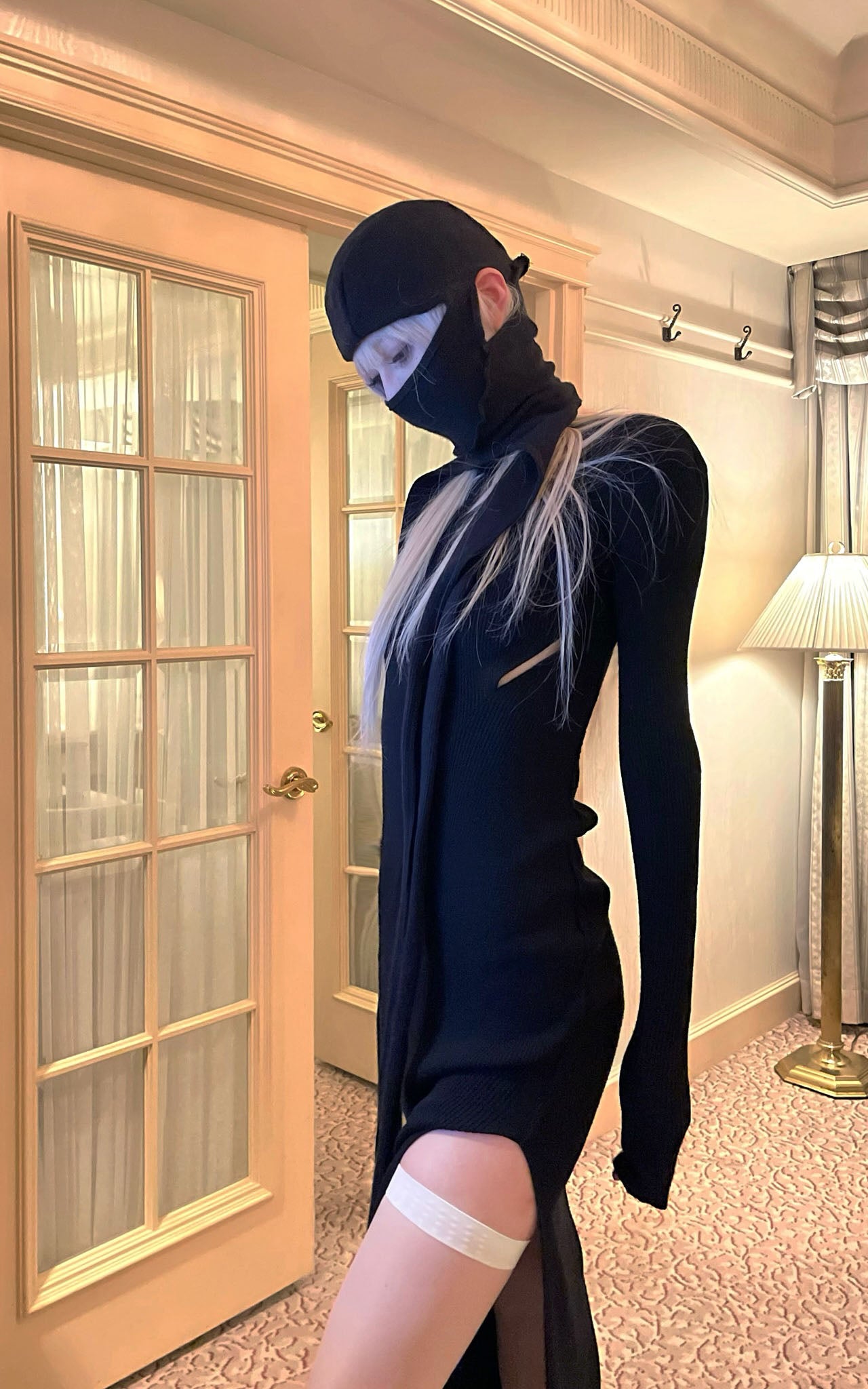 Rase le sol High Neck Cutout Bodycon Dress - PINKPARKS