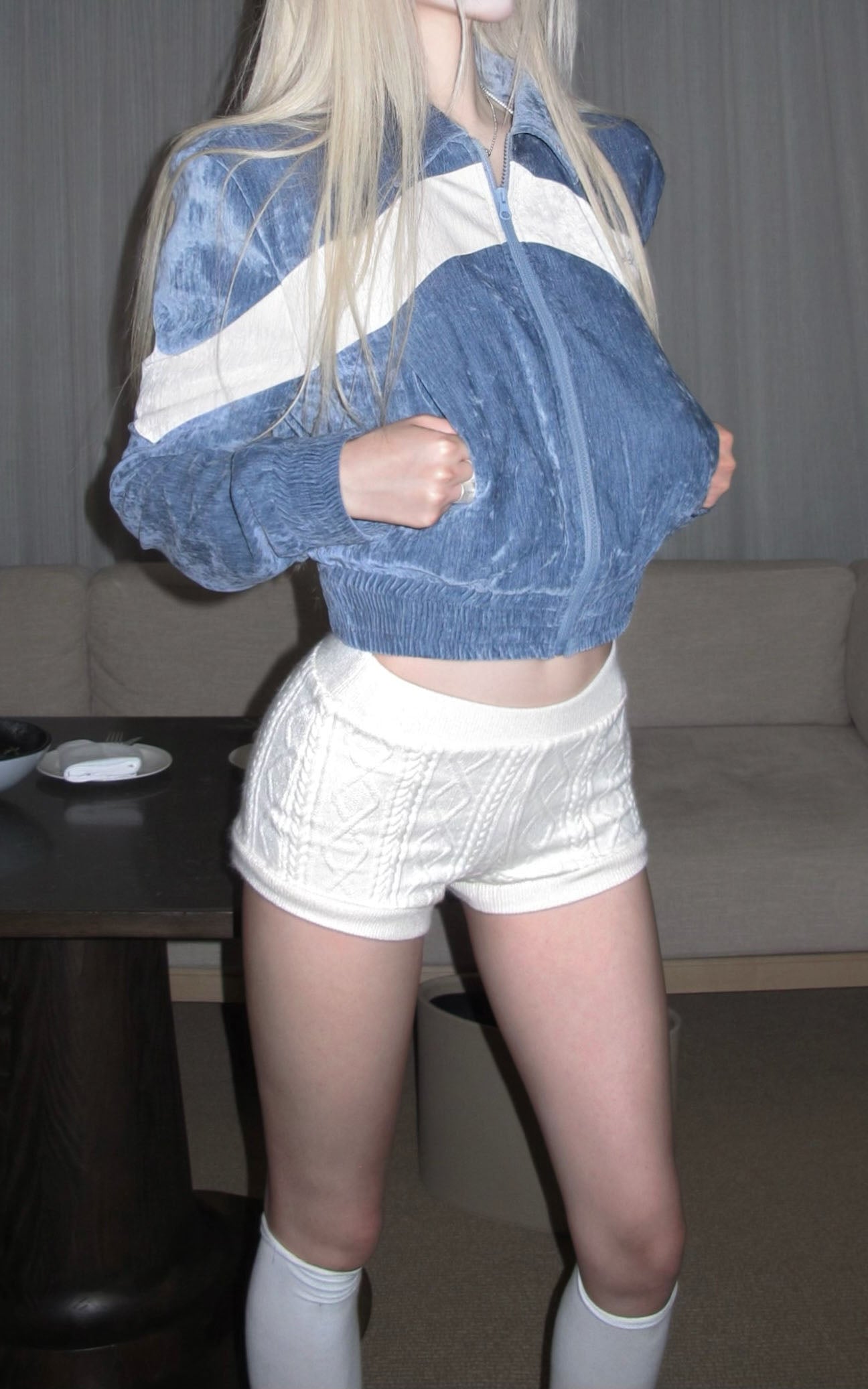 Rase le sol Textured Cable Knit Shorts - PINKPARKS