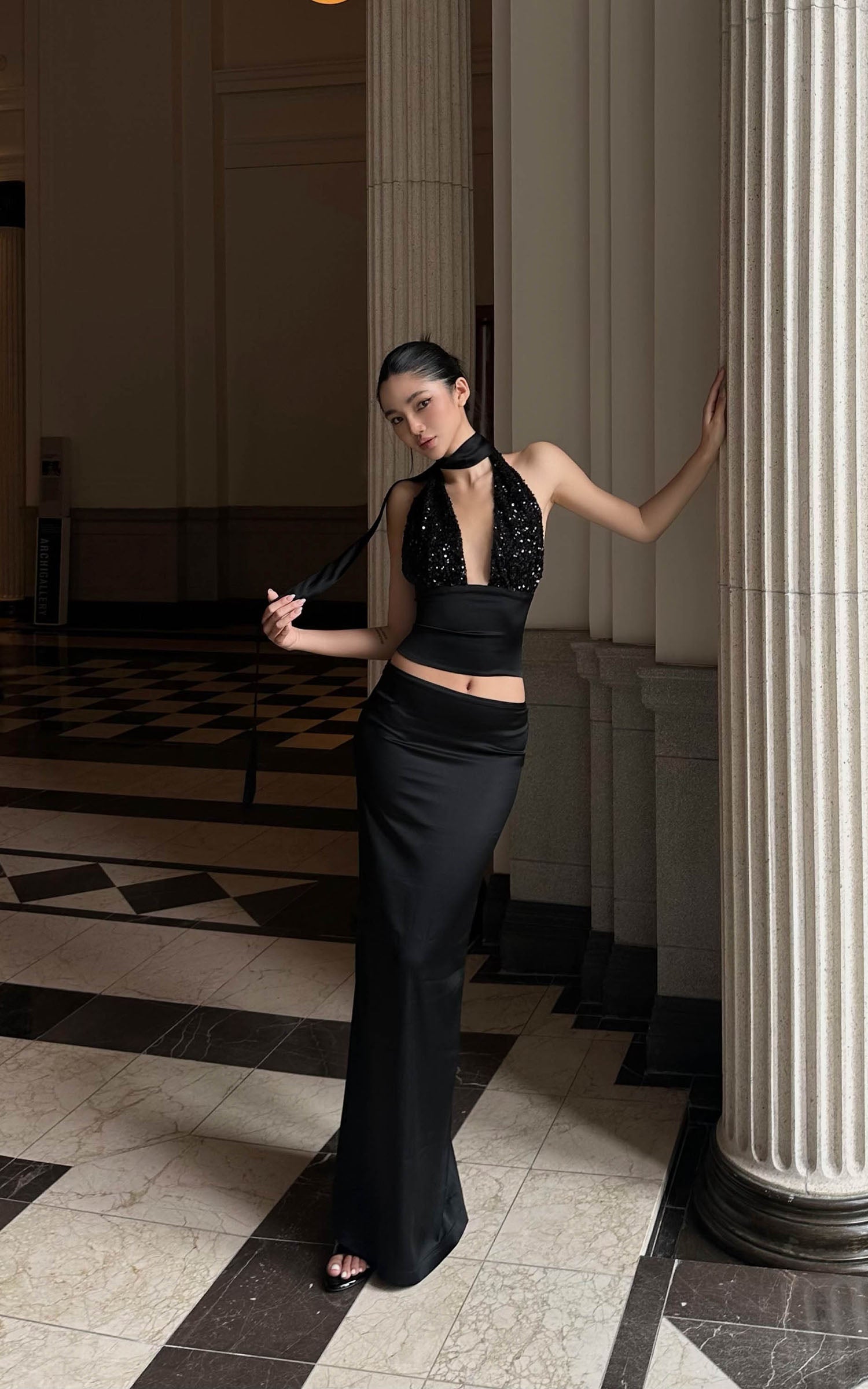 ROVENTE Draped Waistband Maxi Skirt - PINKPARKS