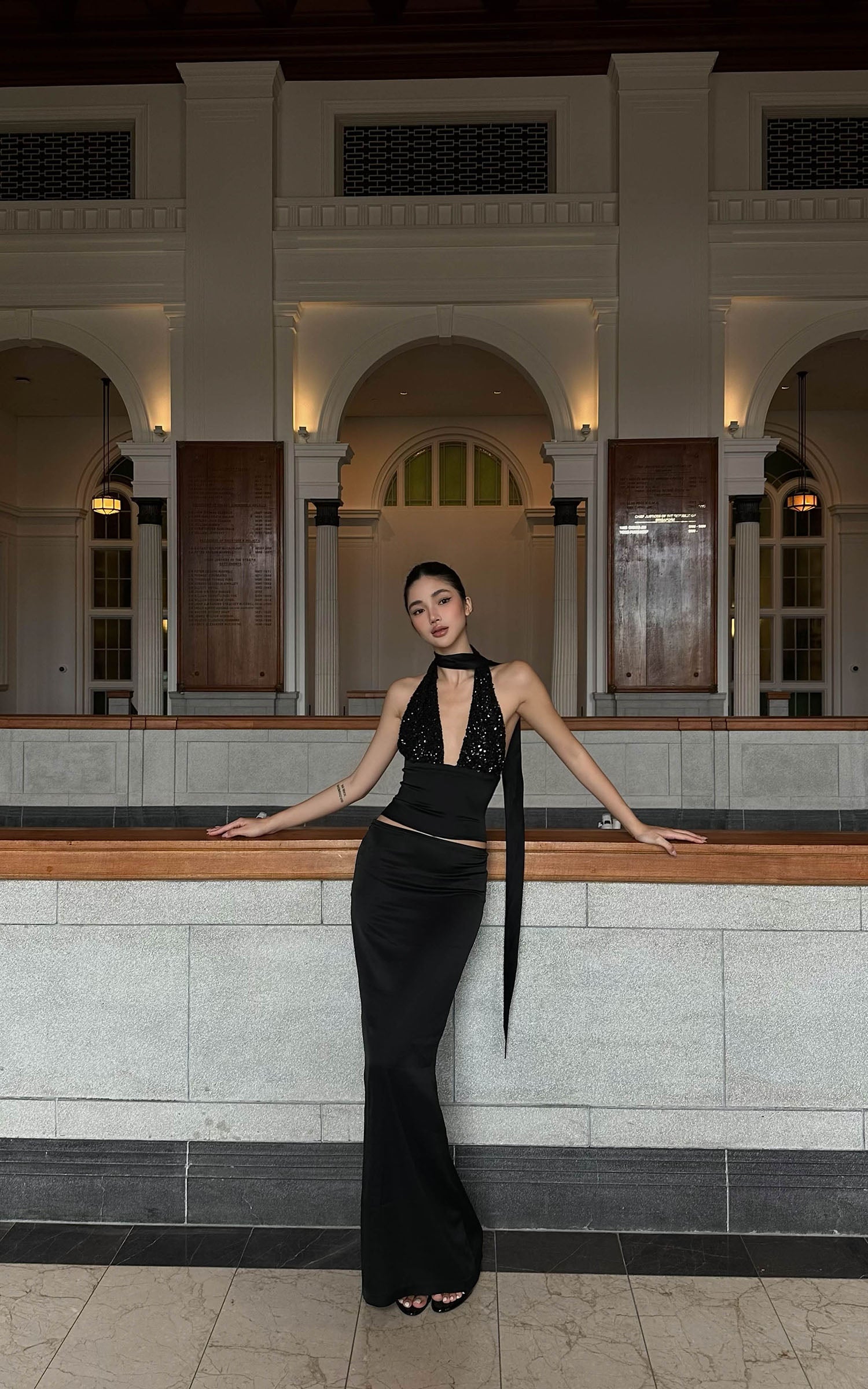 ROVENTE Draped Waistband Maxi Skirt - PINKPARKS