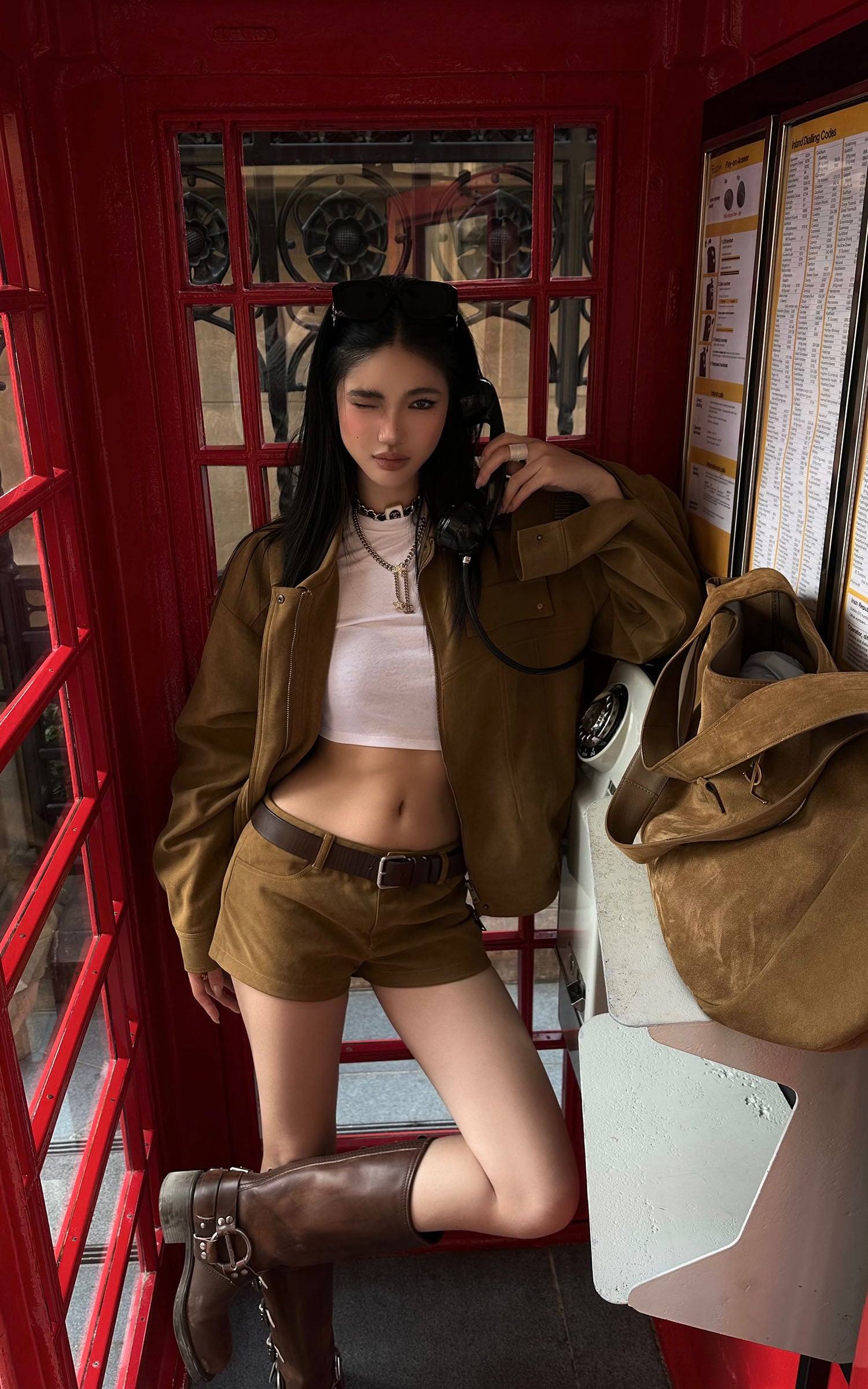 ROVENTE Suede Effect Jacket and Shorts Set