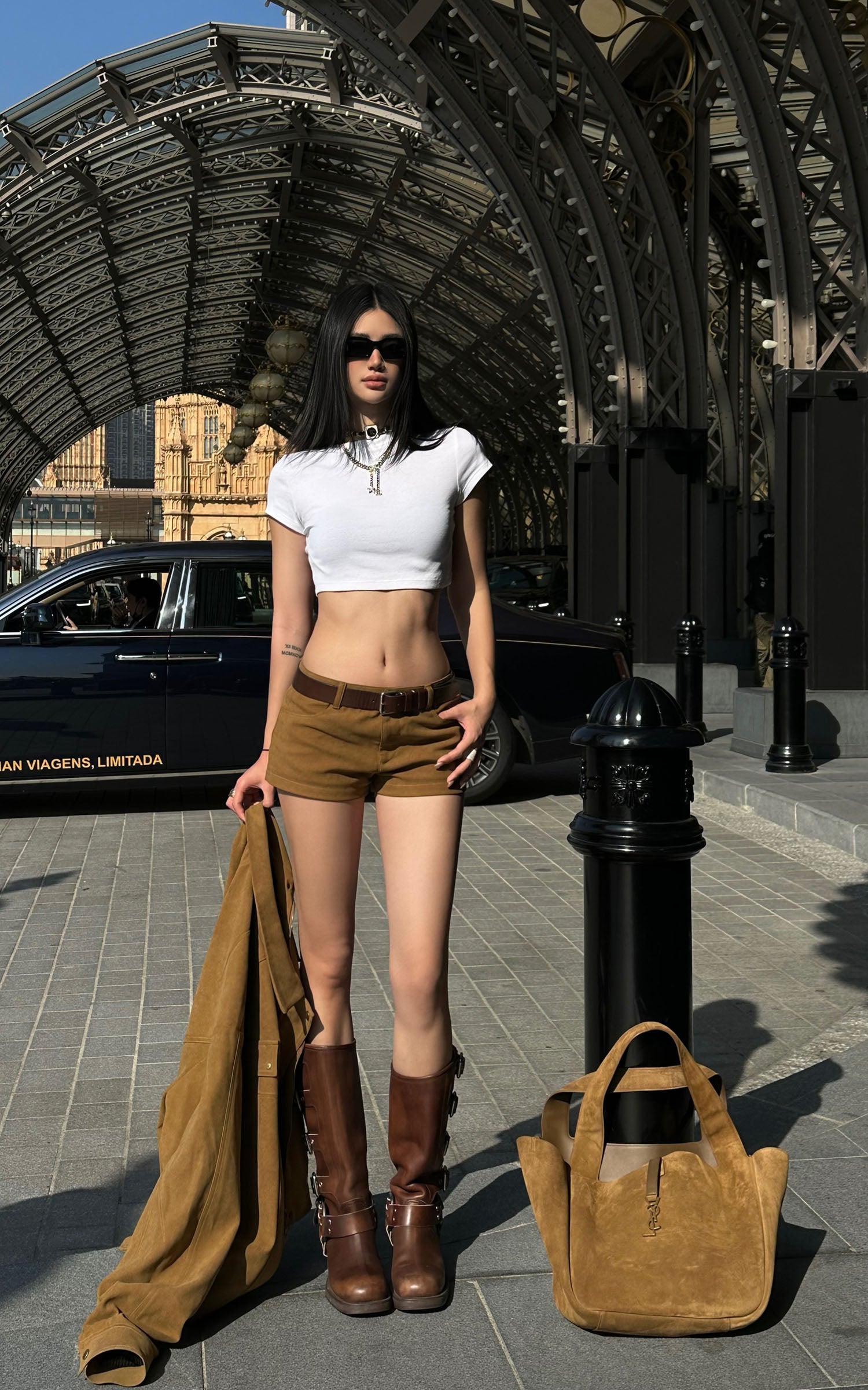 ROVENTE Suede Effect Jacket and Shorts Set