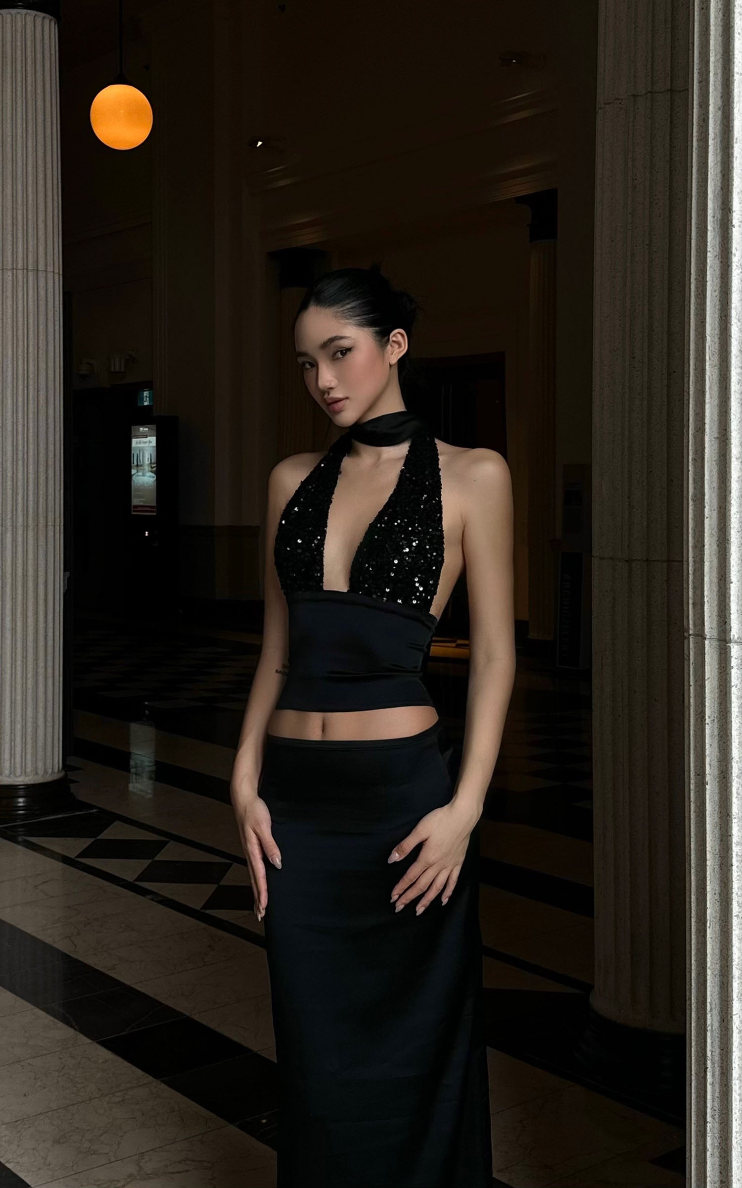 ROVENTE Halter Sequin Corset Top - PINKPARKS