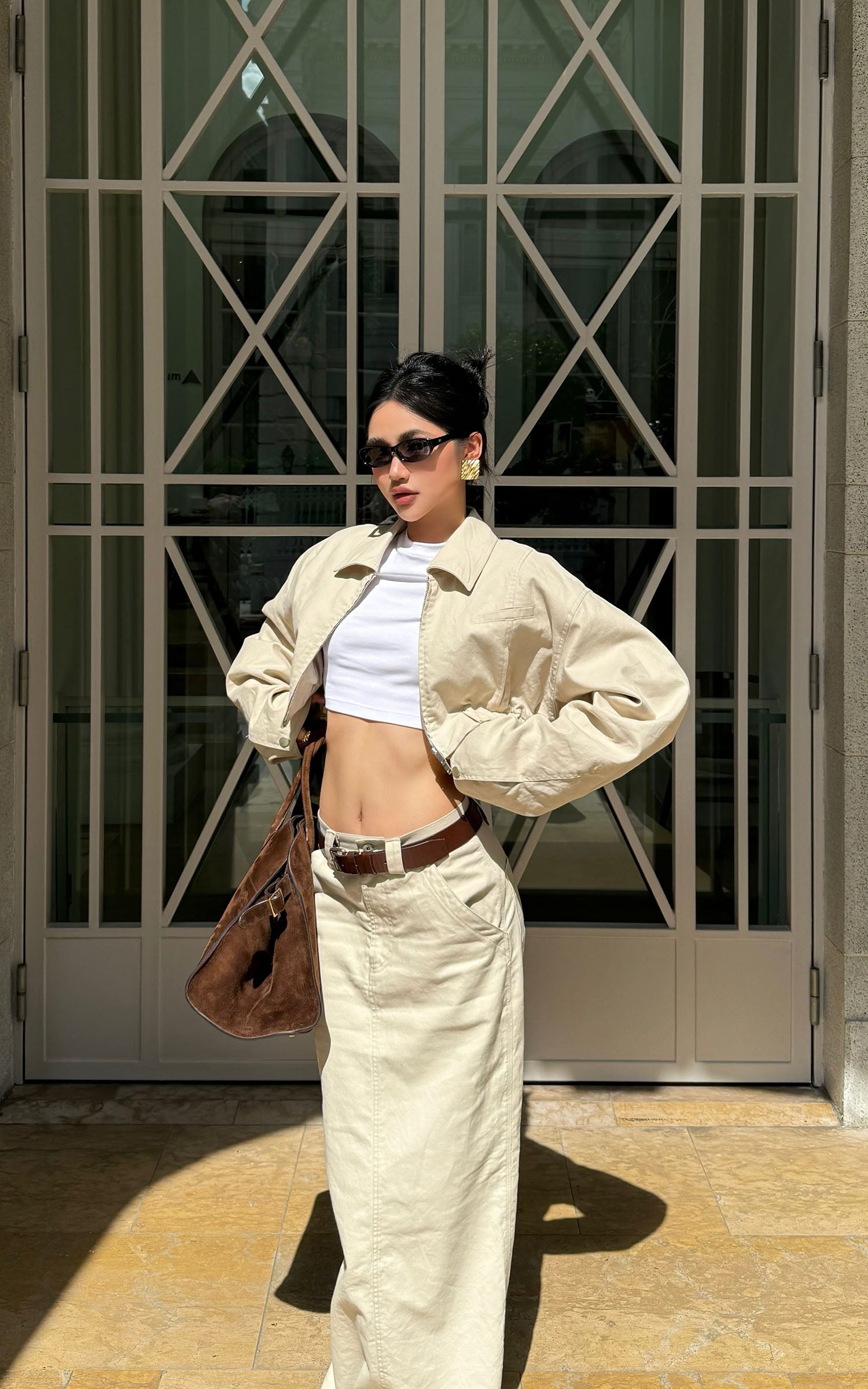 ROVENTE Structured High-Waist Column Maxi Skirt - PINKPARKS