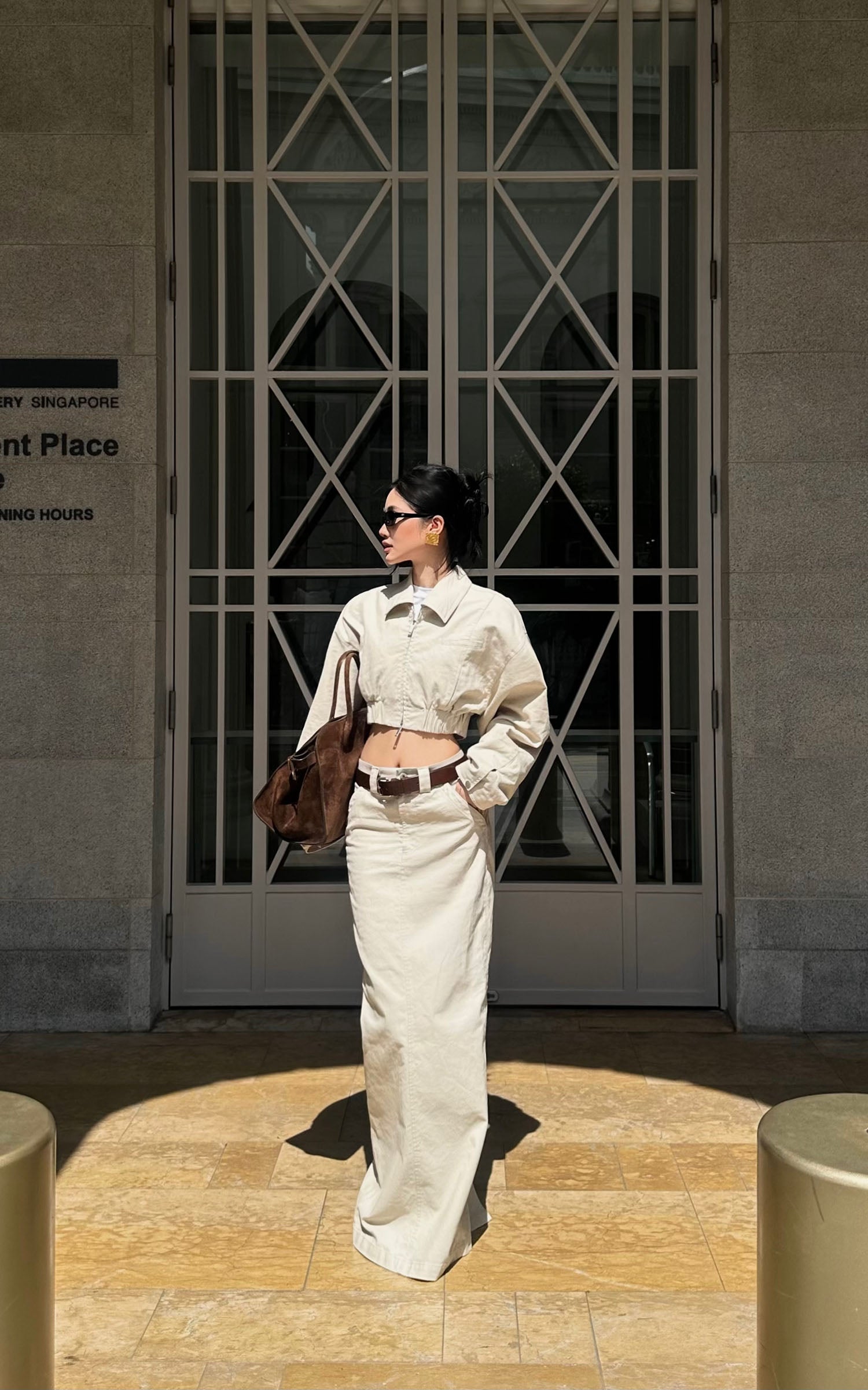 ROVENTE Structured High-Waist Column Maxi Skirt - PINKPARKS