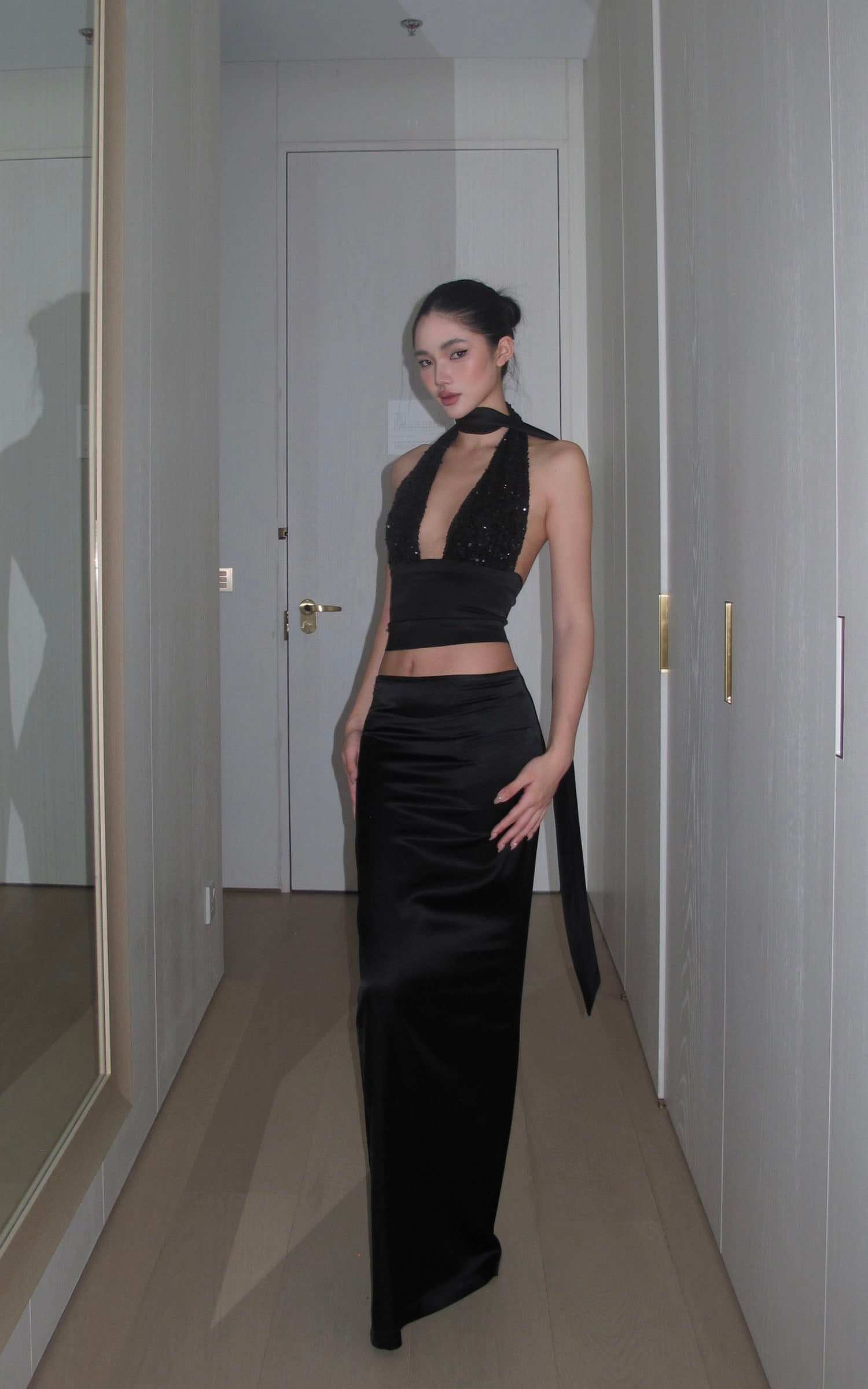 ROVENTE Draped Waistband Maxi Skirt - PINKPARKS