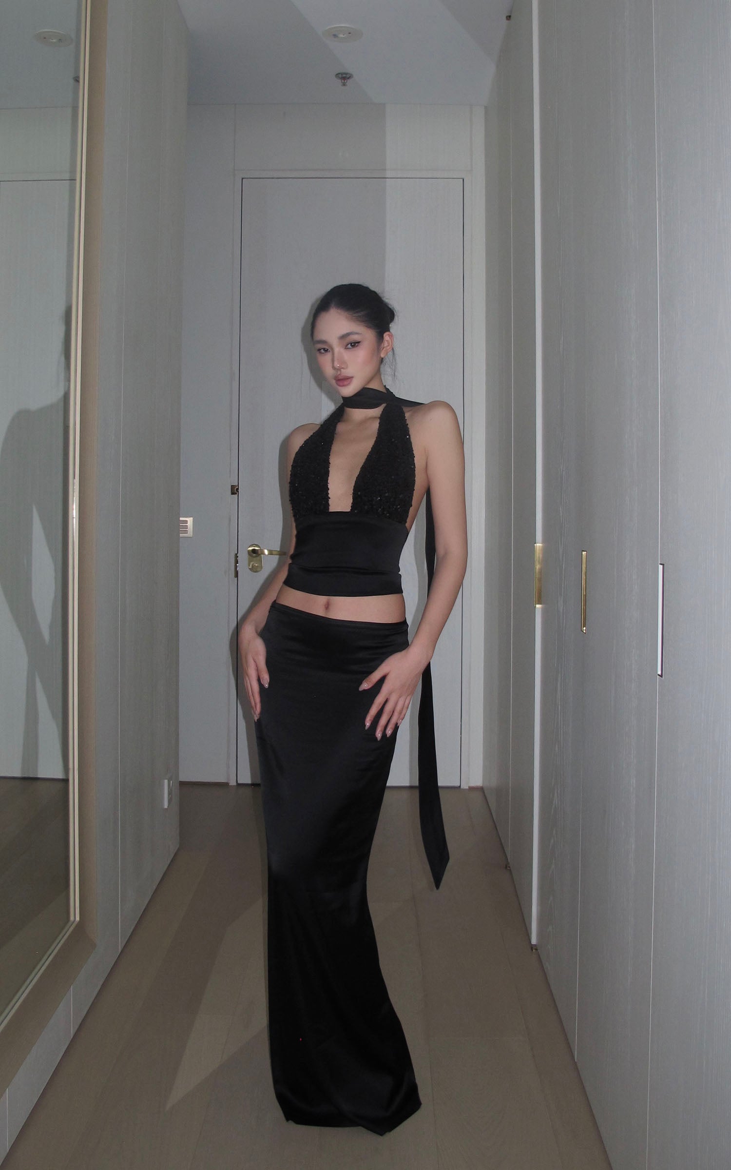 ROVENTE Draped Waistband Maxi Skirt - PINKPARKS