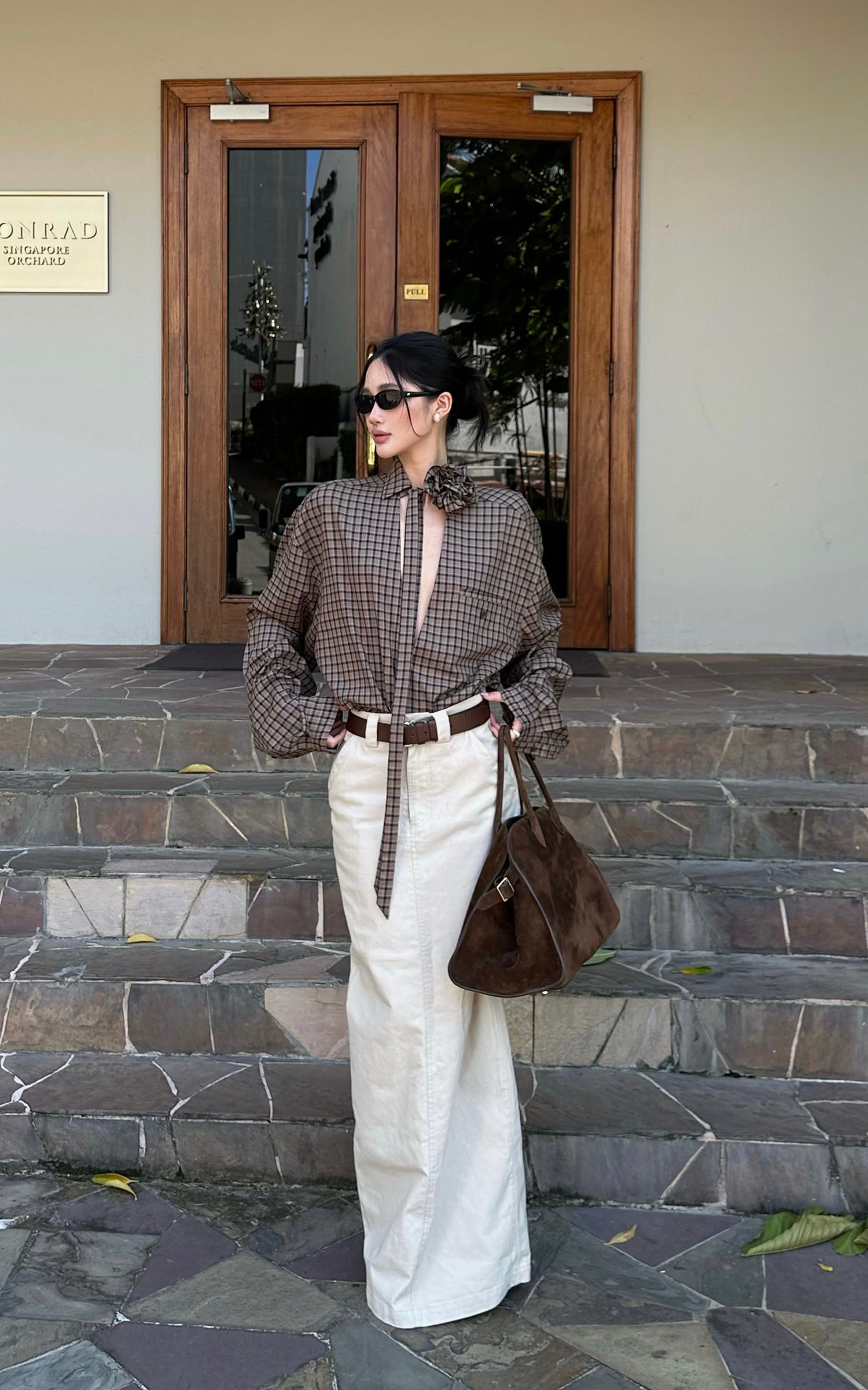 ROVENTE Structured High-Waist Column Maxi Skirt - PINKPARKS