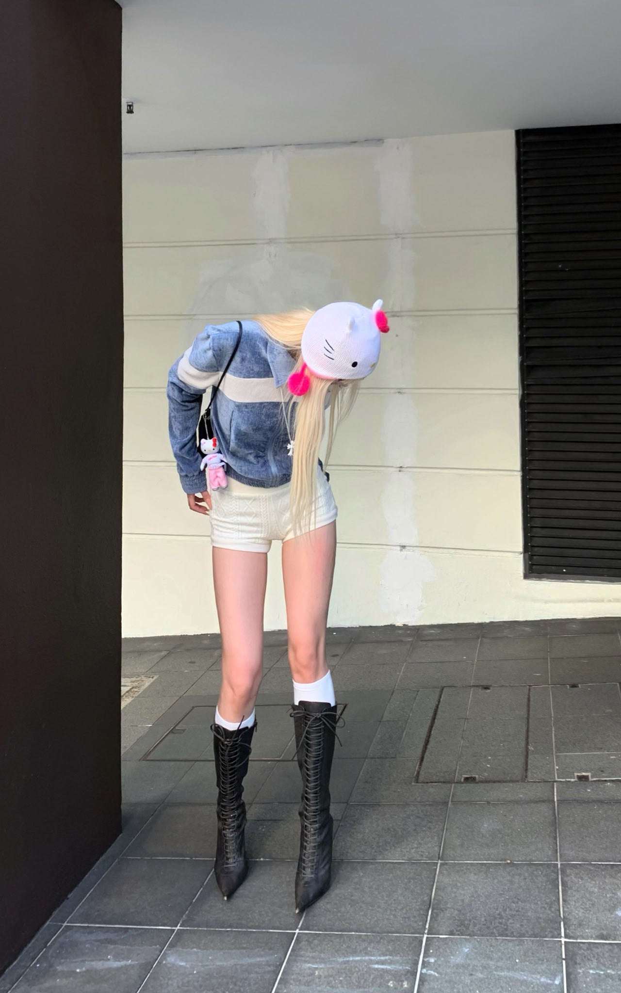 Rase le sol Textured Cable Knit Shorts - PINKPARKS