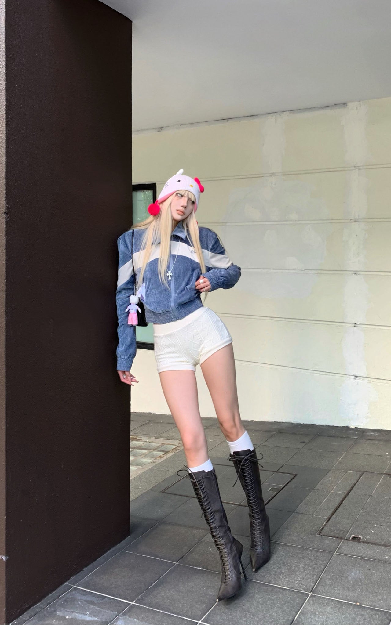 Rase le sol Textured Cable Knit Shorts - PINKPARKS