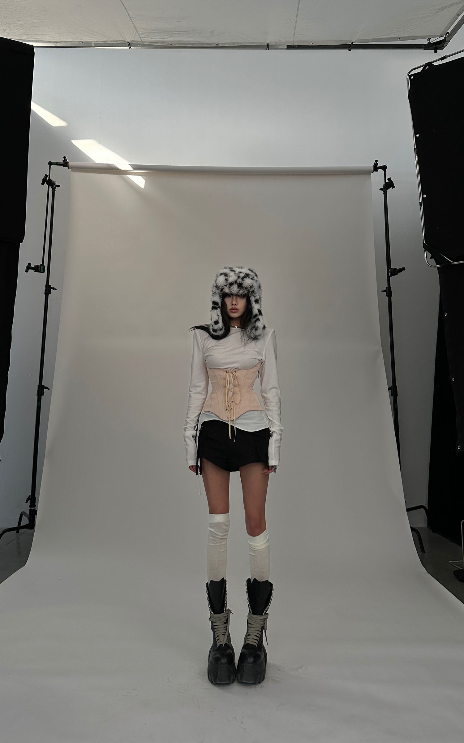 WARDEN EDGE Long-Sleeve T-Shirt Tied-Waist Corset Set - PINKPARKS