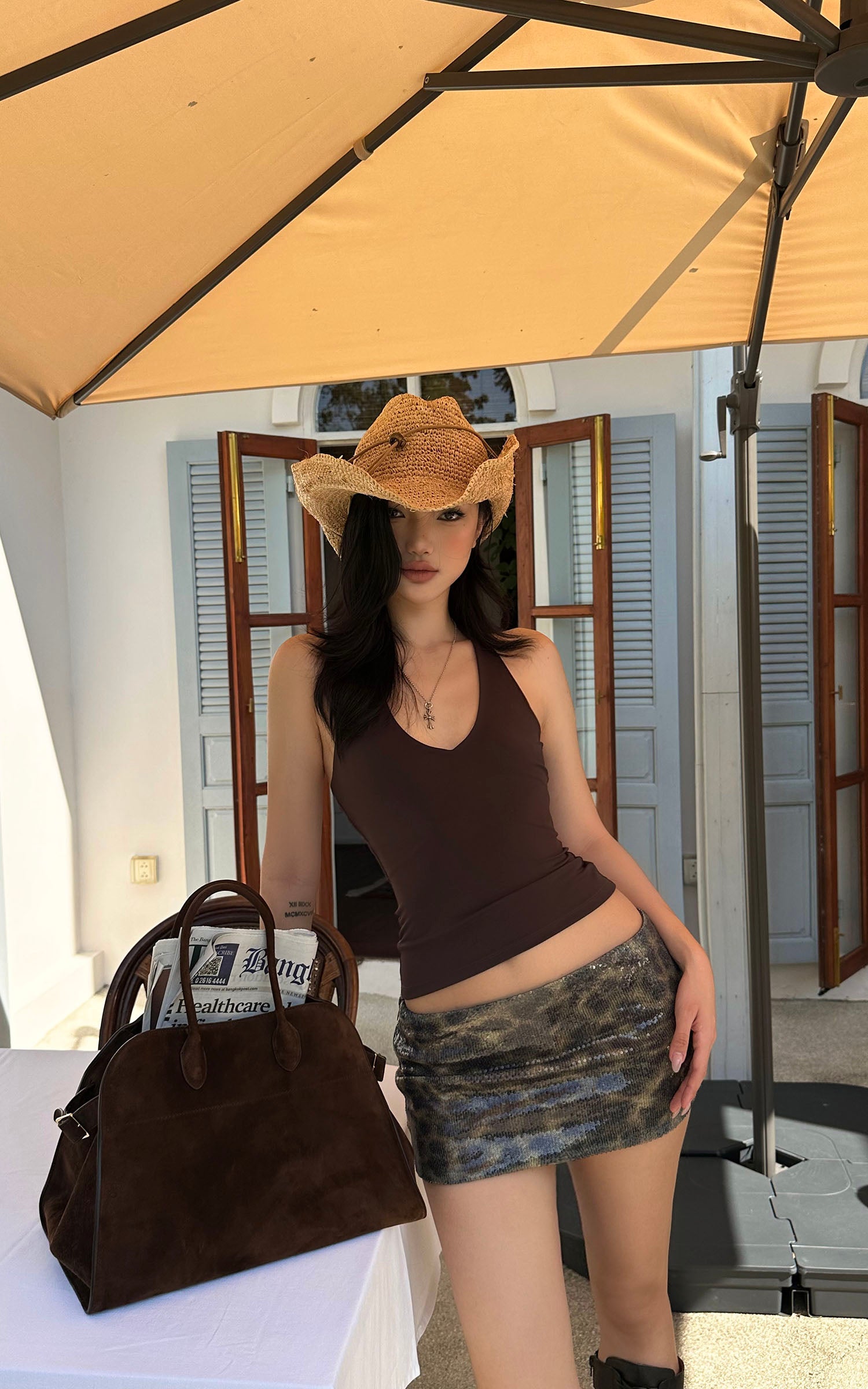 ROVENTE Leopard Sequin Micro Skirt - PINKPARKS