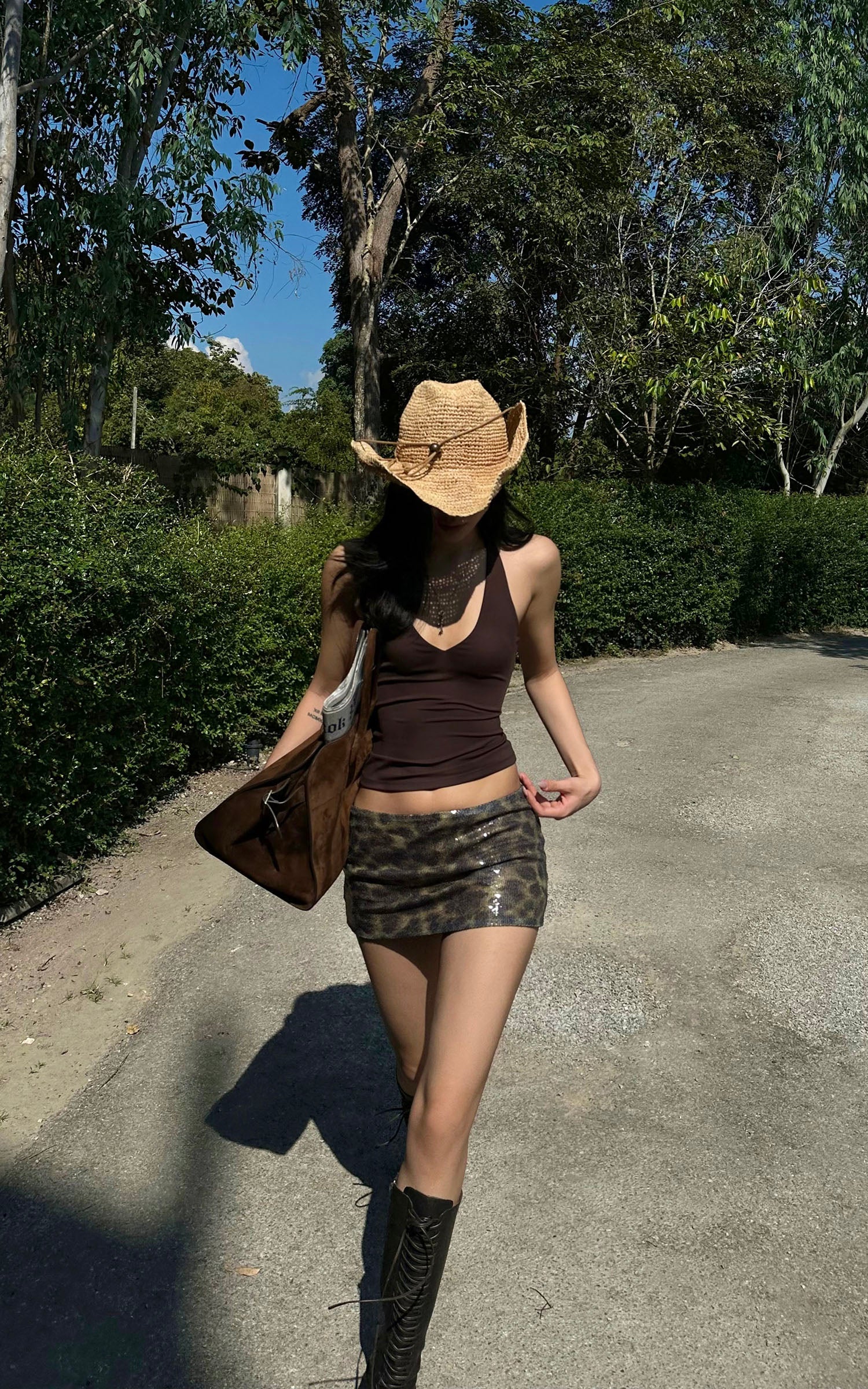 ROVENTE Leopard Sequin Micro Skirt - PINKPARKS