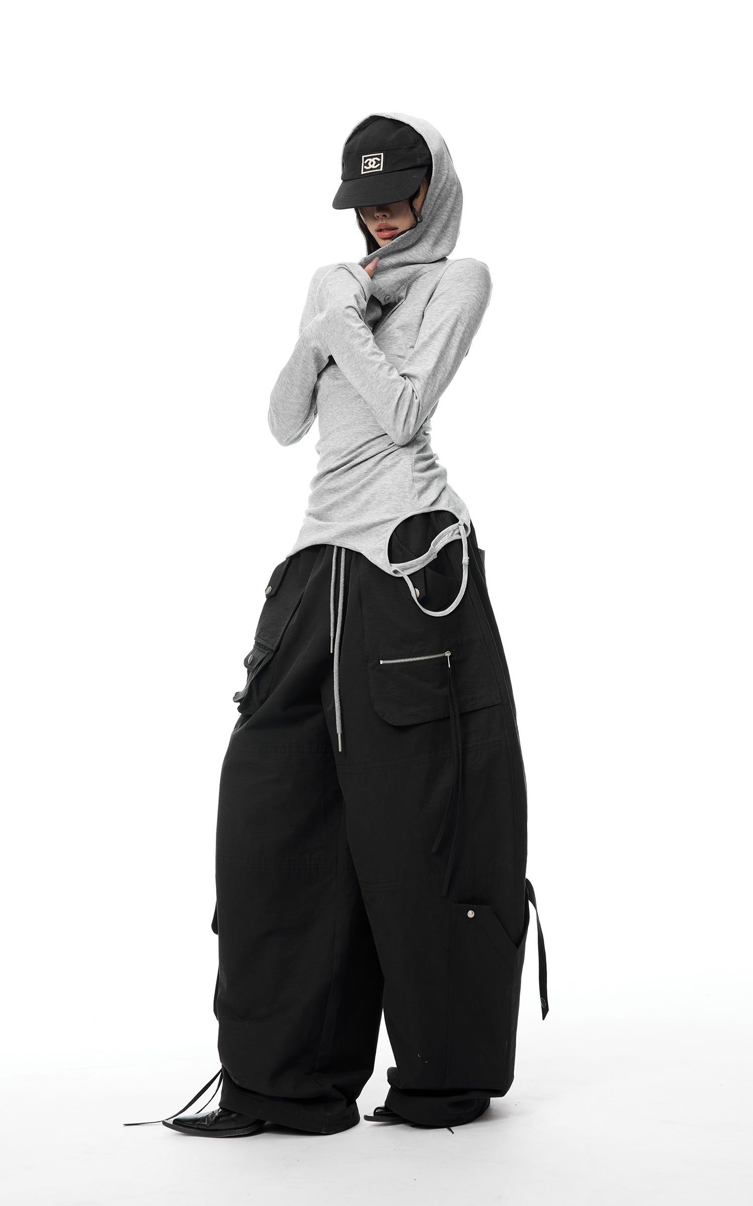 WARDEN EDGE High-Waisted Wide-Leg Cargo Pants - PINKPARKS