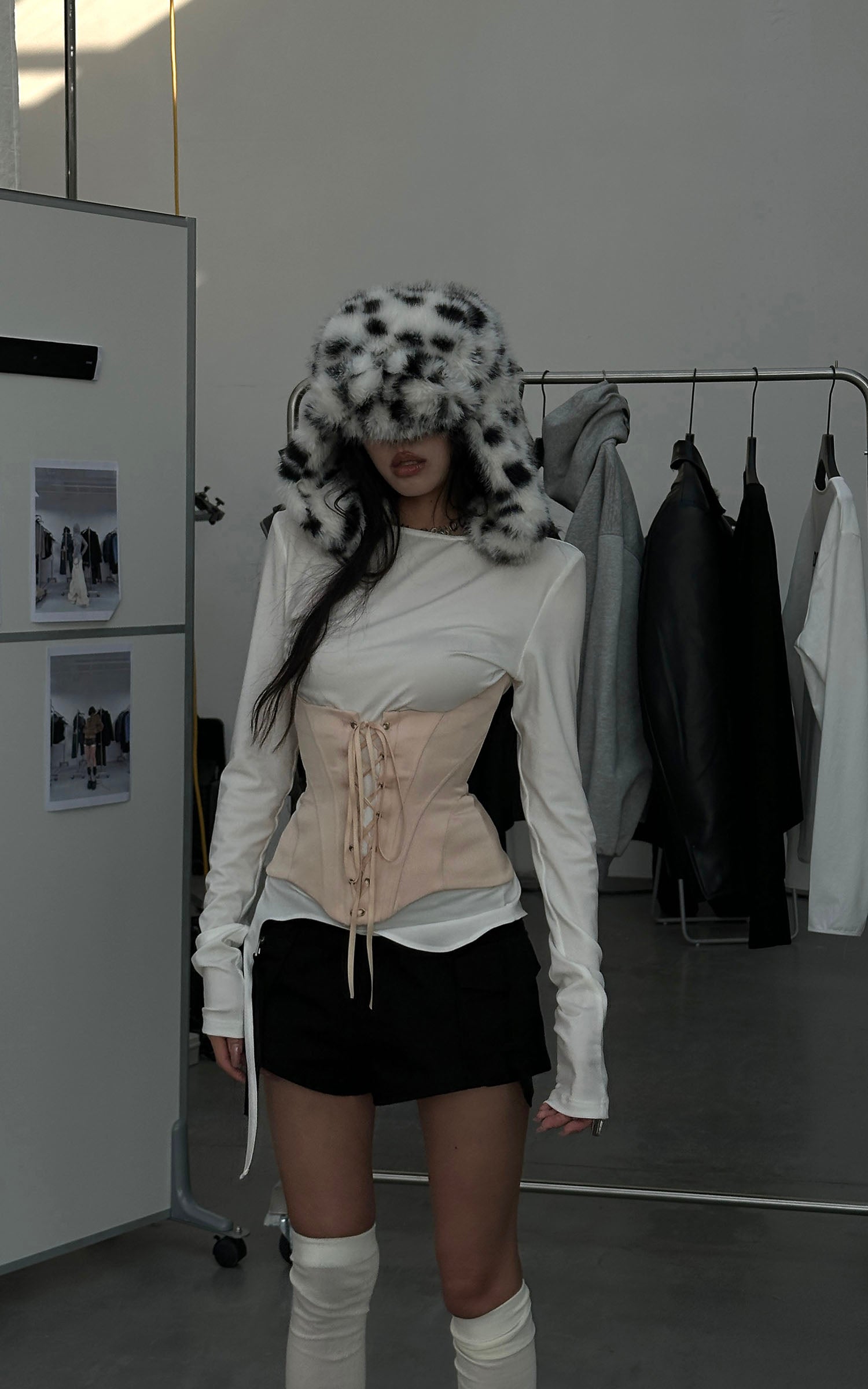 WARDEN EDGE Long-Sleeve T-Shirt Tied-Waist Corset Set - PINKPARKS