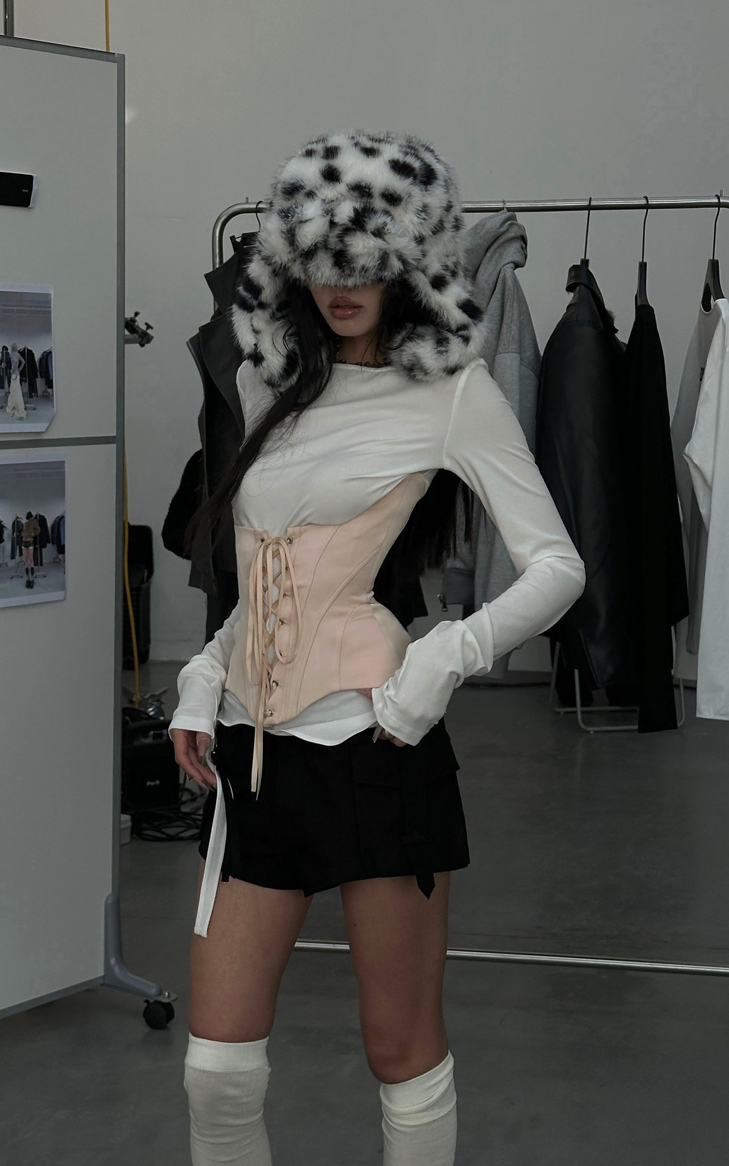 WARDEN EDGE Long-Sleeve T-Shirt Tied-Waist Corset Set - PINKPARKS