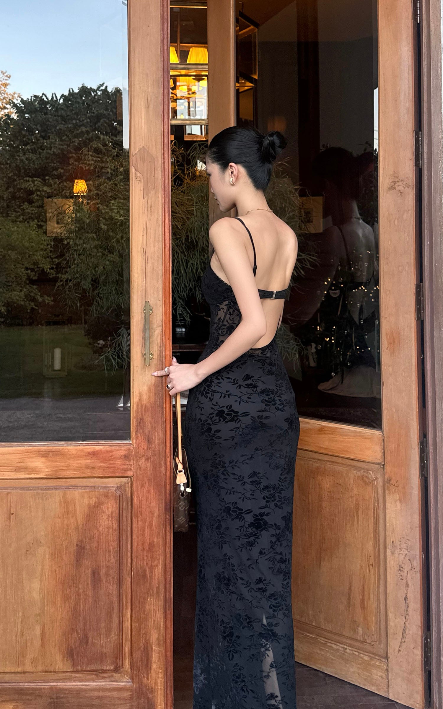 ROVENTE Sheer Velvet Maxi Dress - PINKPARKS