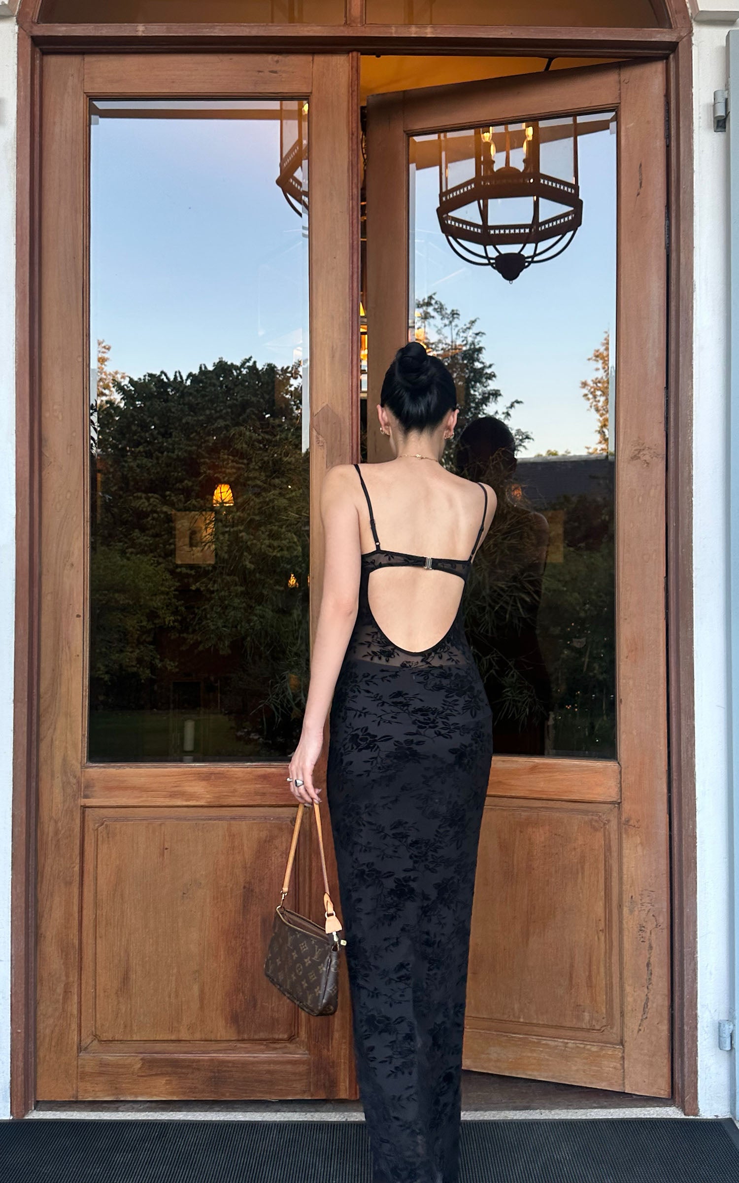 ROVENTE Sheer Velvet Maxi Dress - PINKPARKS